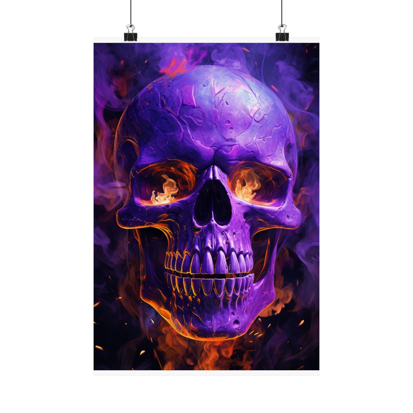 Premium Matte Vertical Posters Skull Flames 1