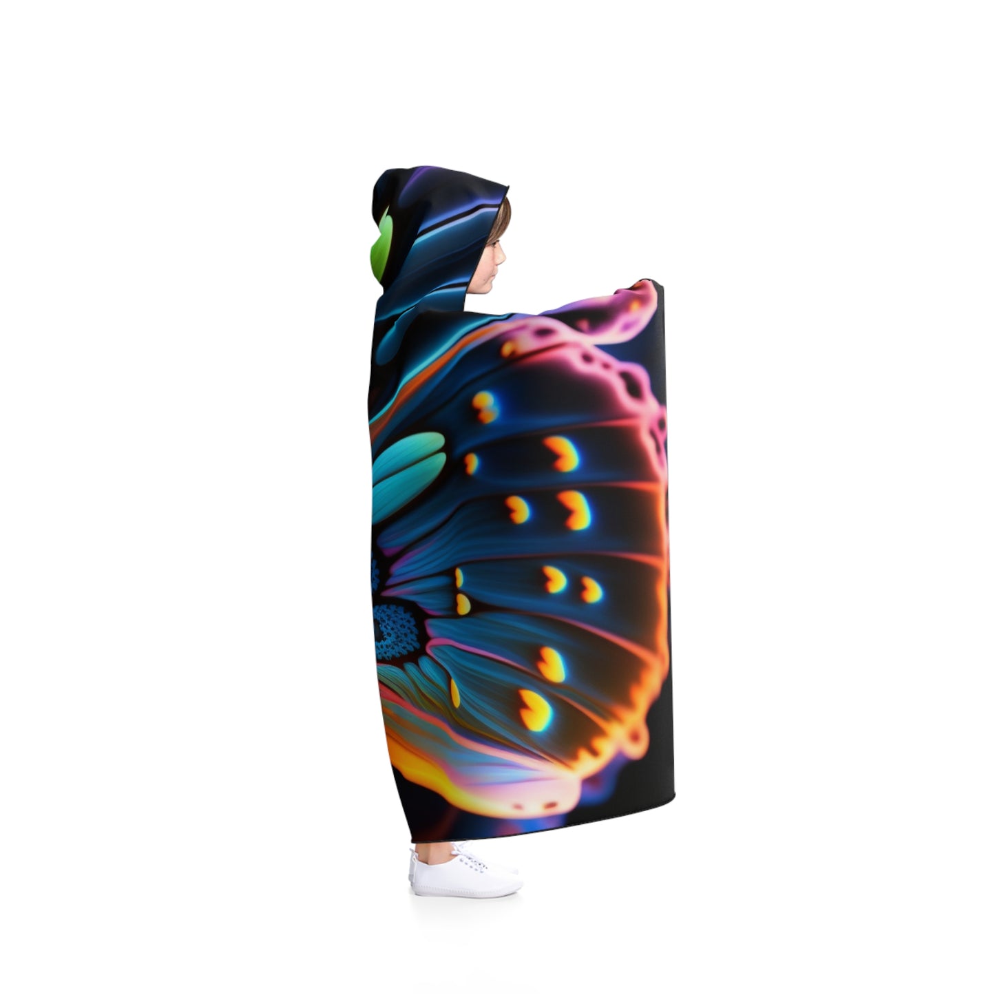 Hooded Blanket Neon Butterfly Macro 2