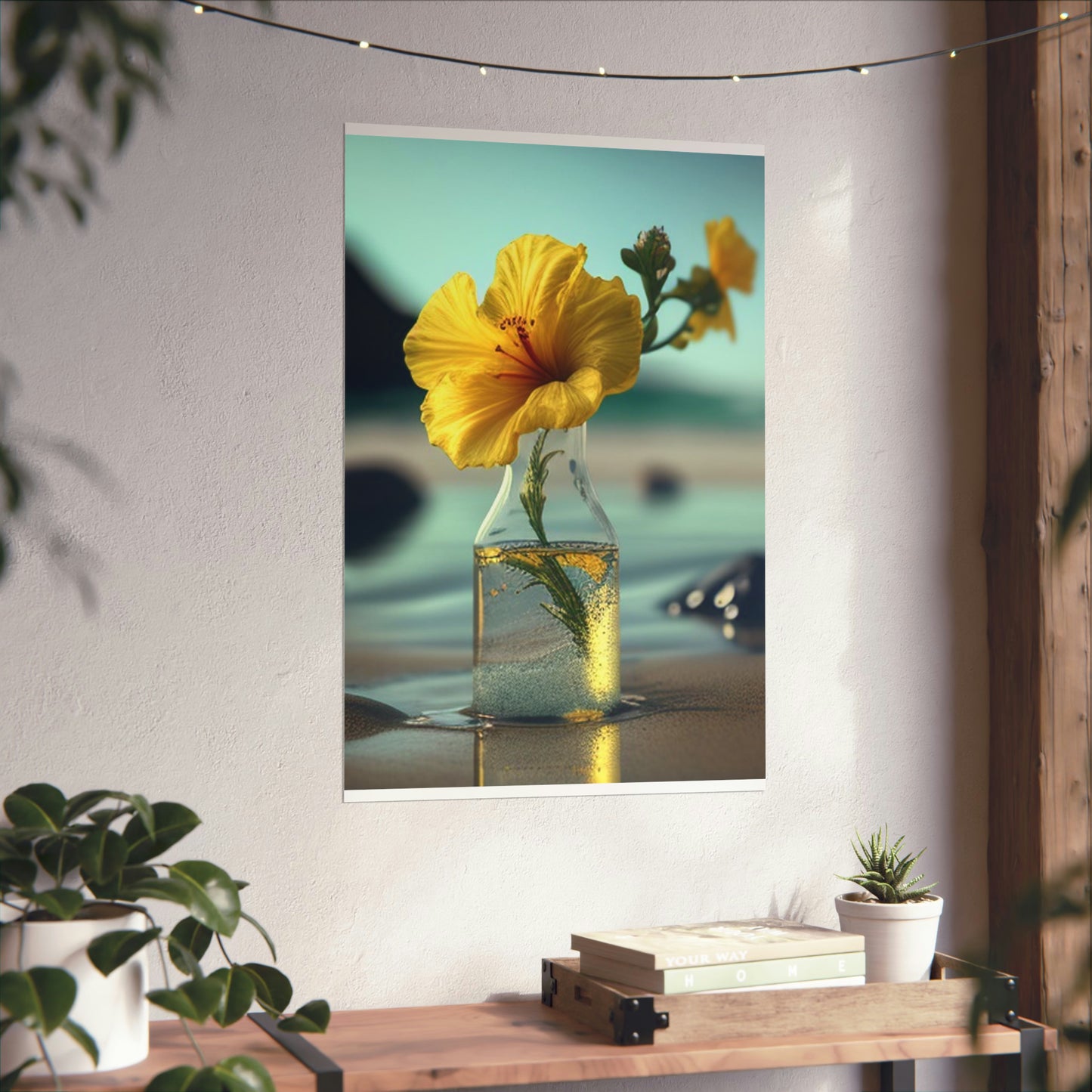 Premium Matte Vertical Posters Yellow Hibiscus glass 3