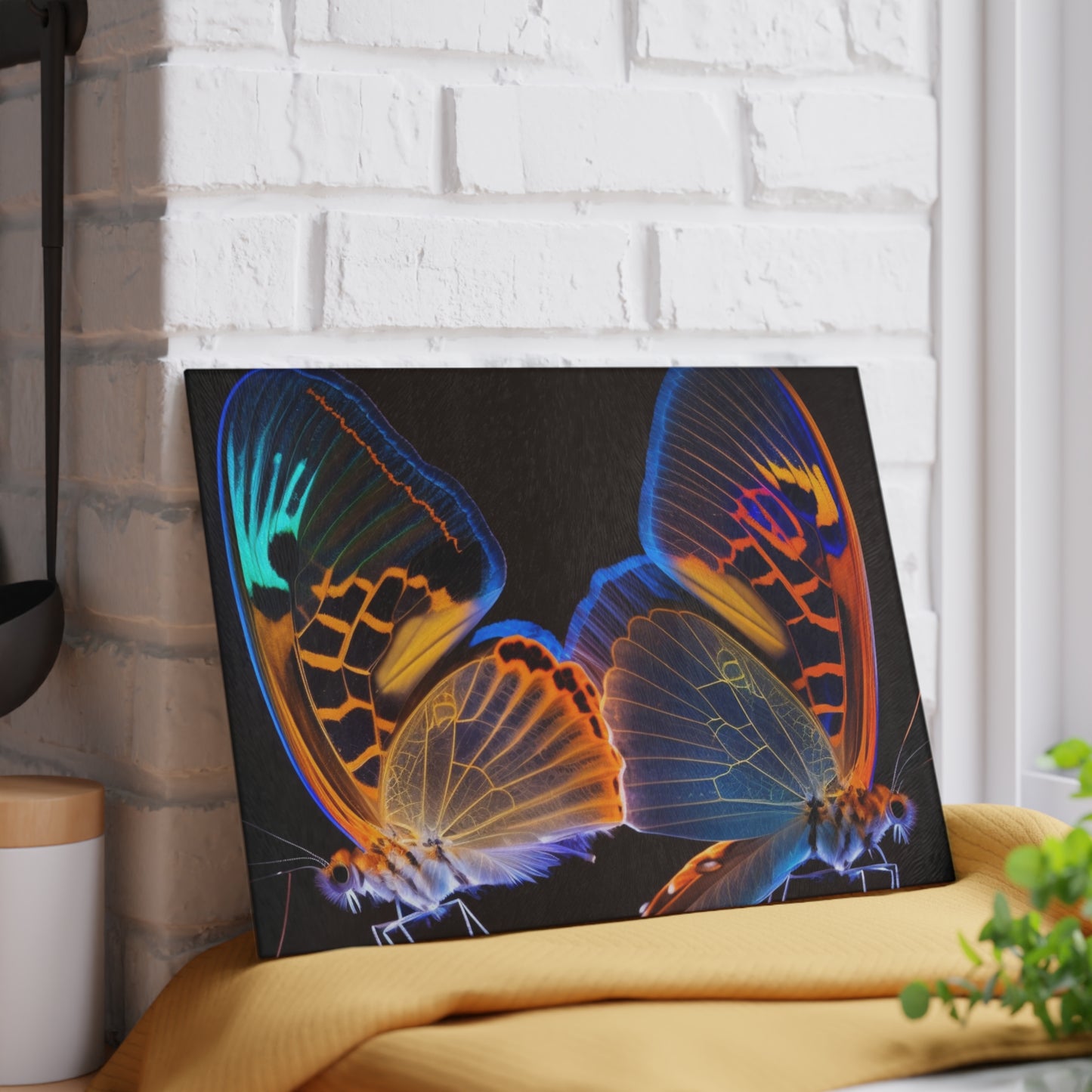 Glass Cutting Board Neon Glo Butterfly 2