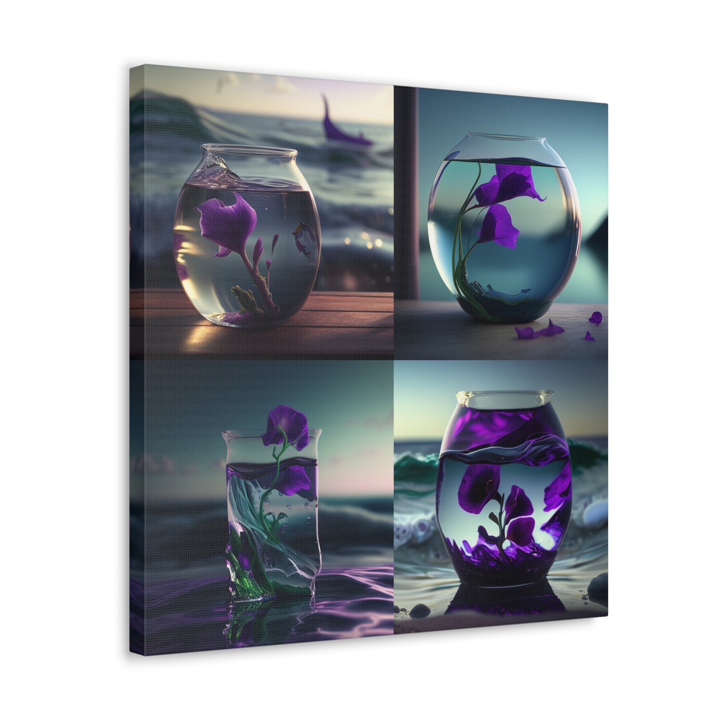 Canvas Gallery Wraps Purple Sweet pea in a vase 5