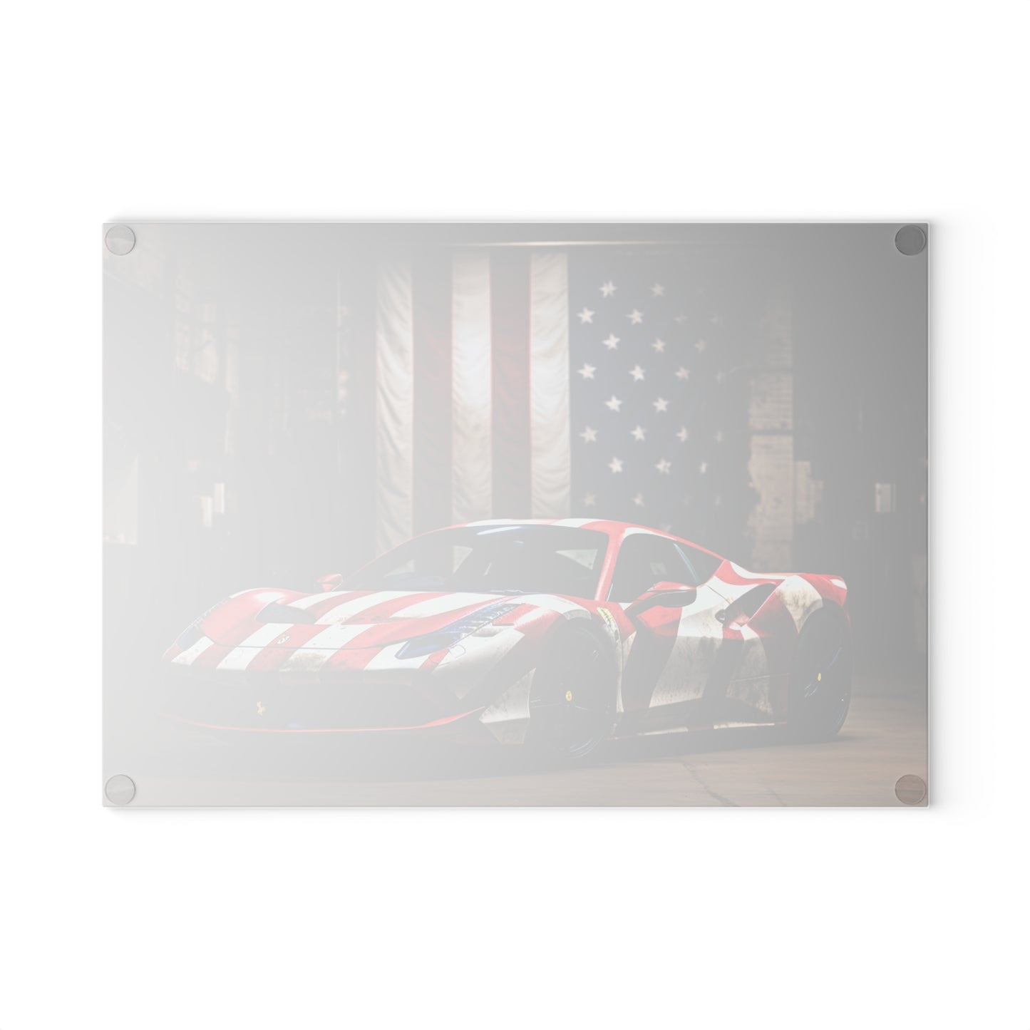 Glass Cutting Board American Flag Farrari 2