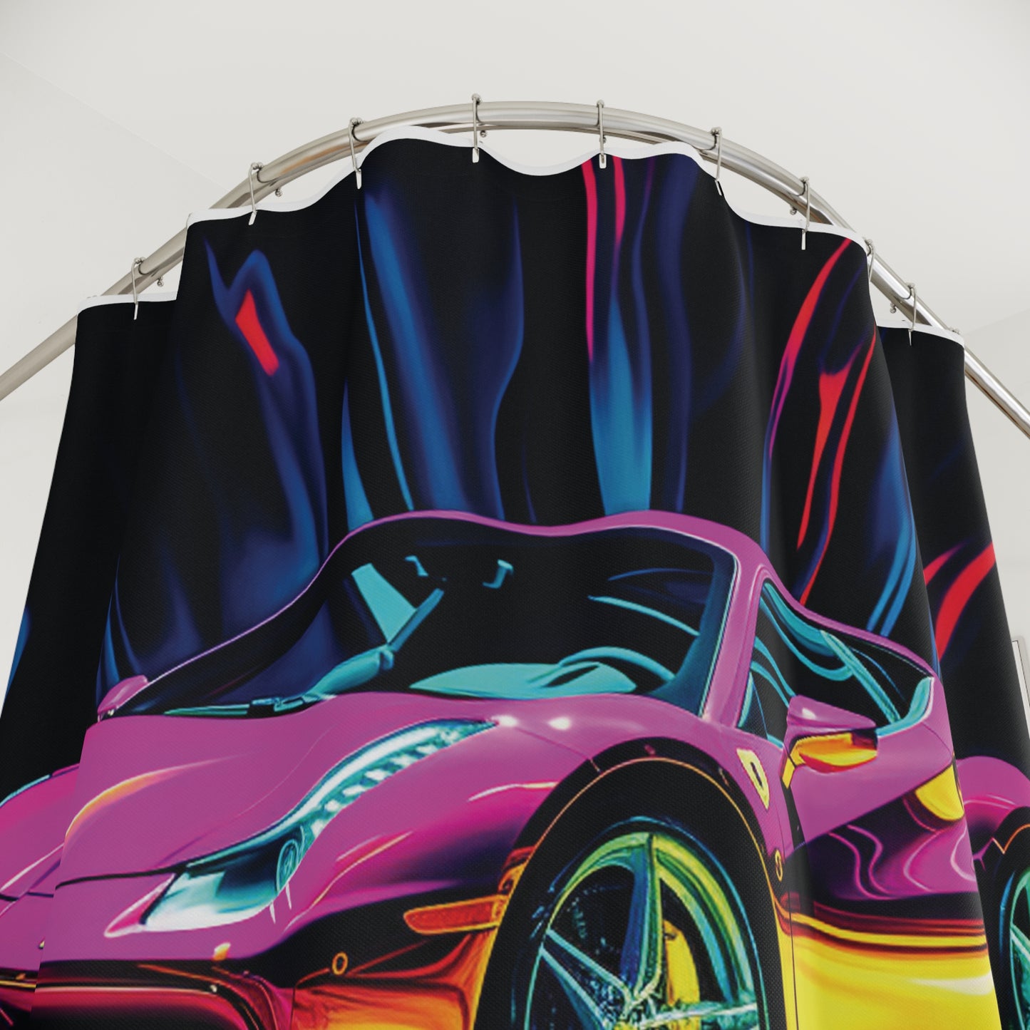 Polyester Shower Curtain Pink Macro Ferrari 3