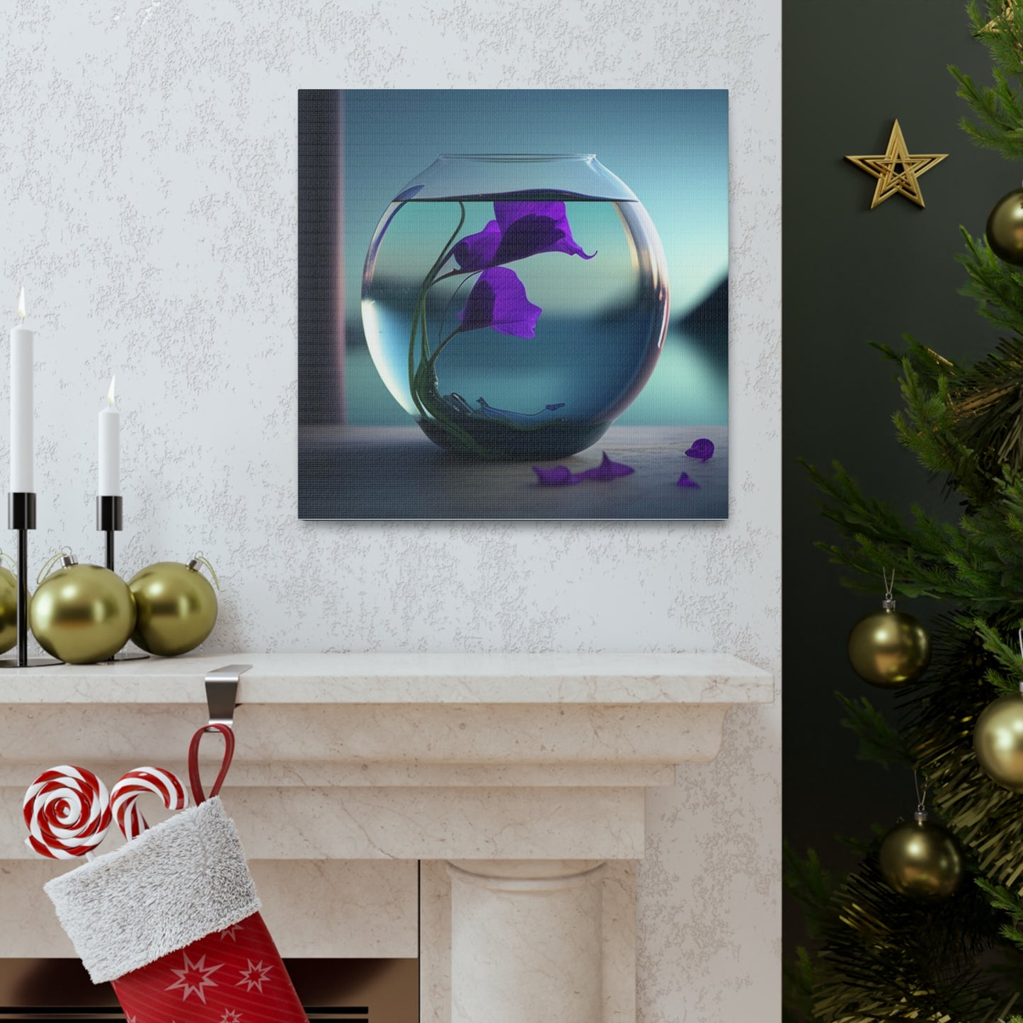 Canvas Gallery Wraps Purple Sweet pea in a vase 2