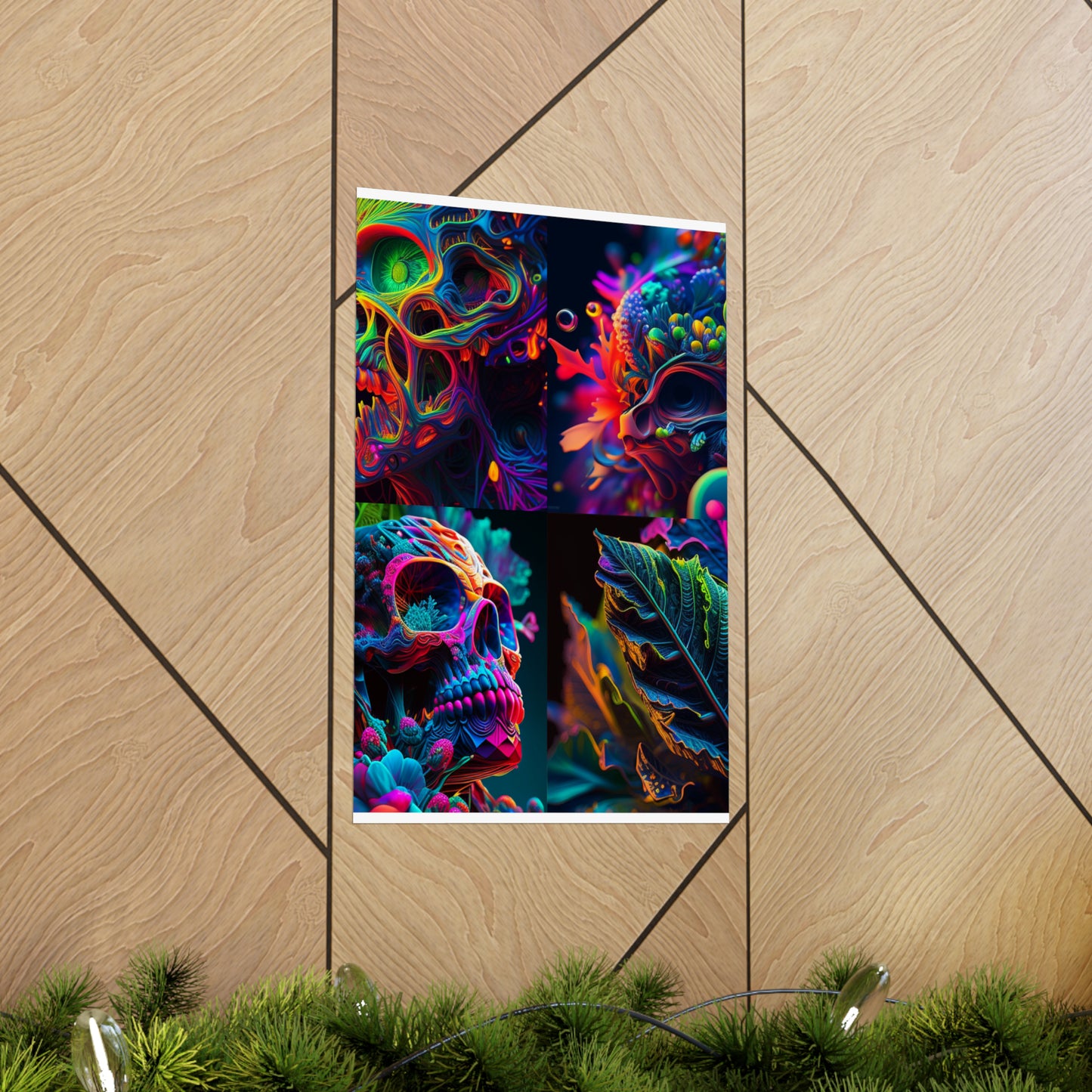 Premium Matte Vertical Posters Florescent Skull Death 5