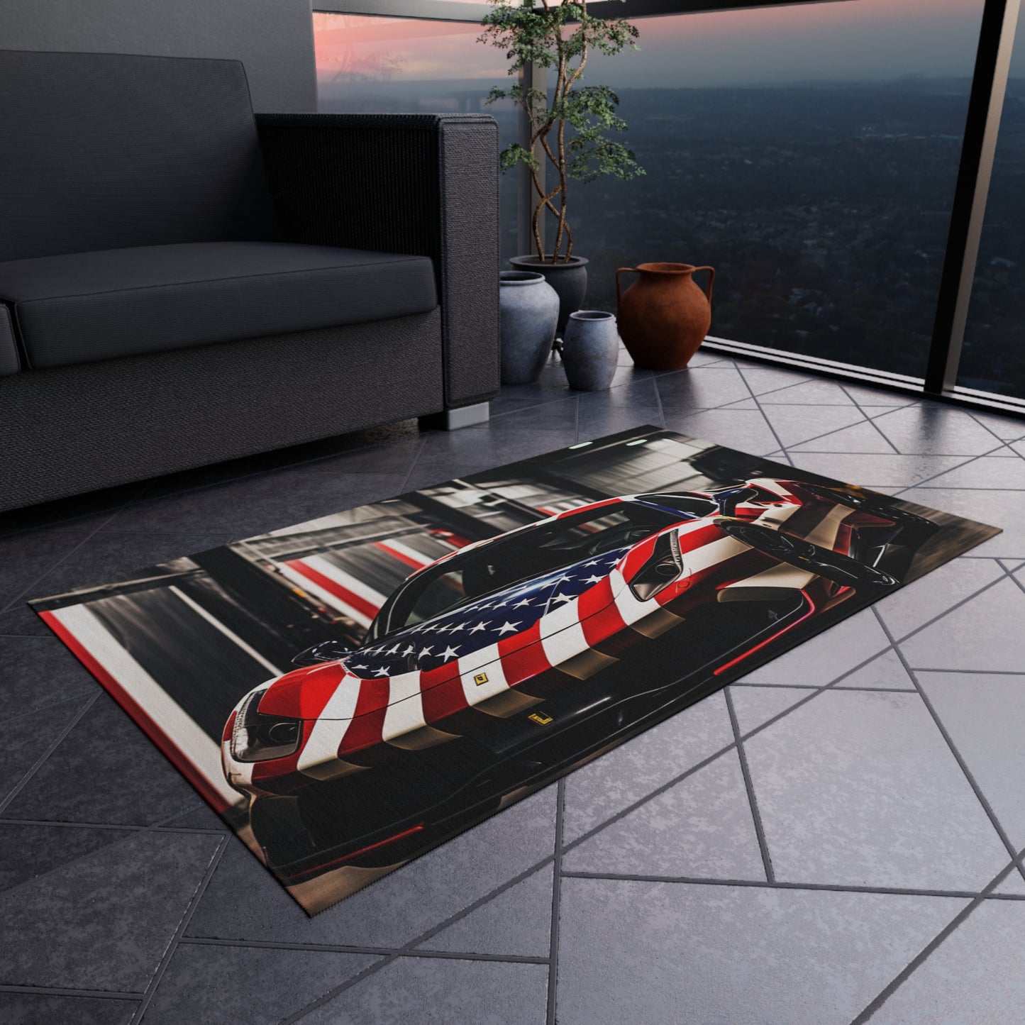 Outdoor Rug  American Flag Farrari 3