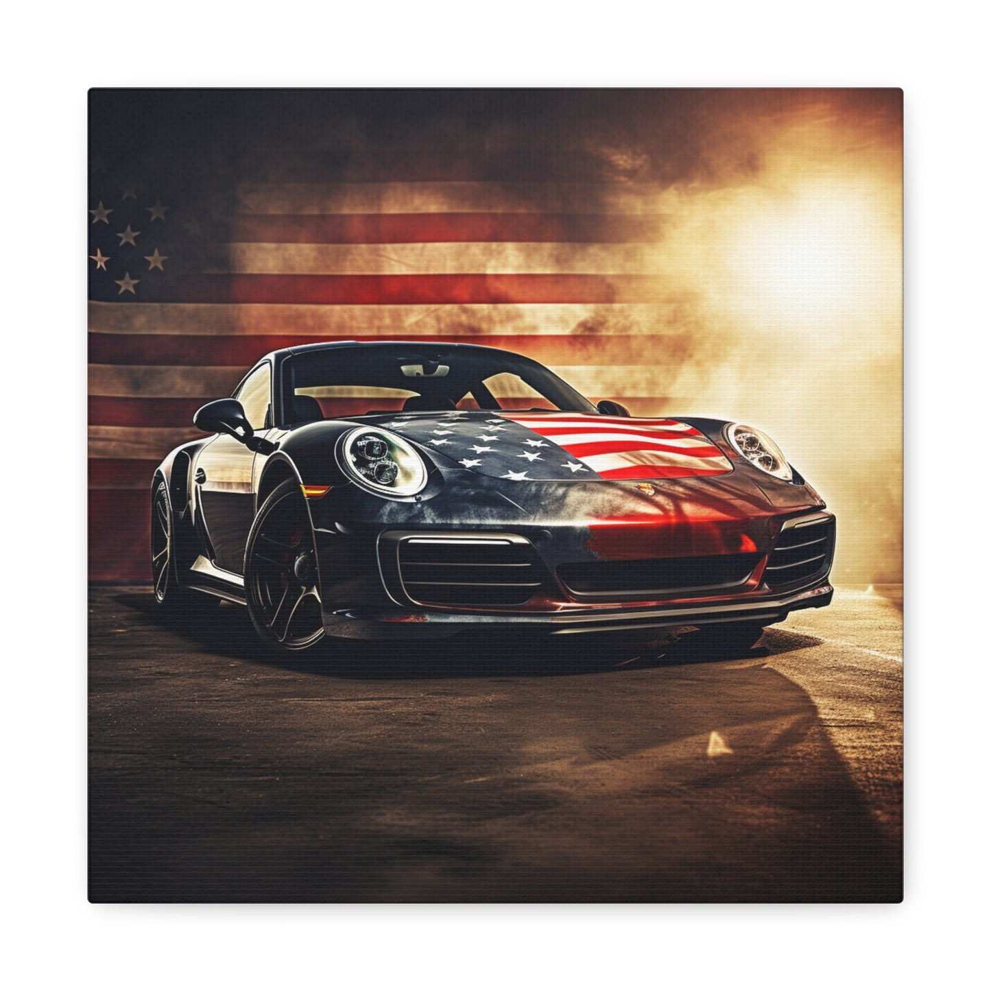 Canvas Gallery Wraps Abstract American Flag Background Porsche 1