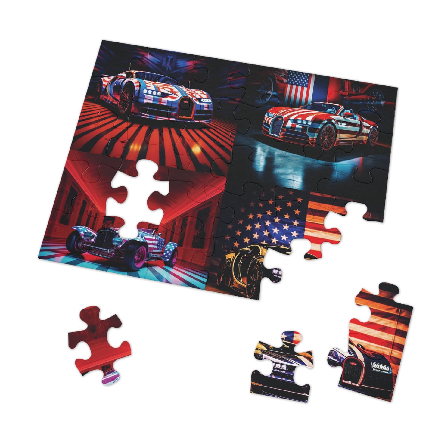 Jigsaw Puzzle (30, 110, 252, 500,1000-Piece) Macro Bugatti American Flag 5