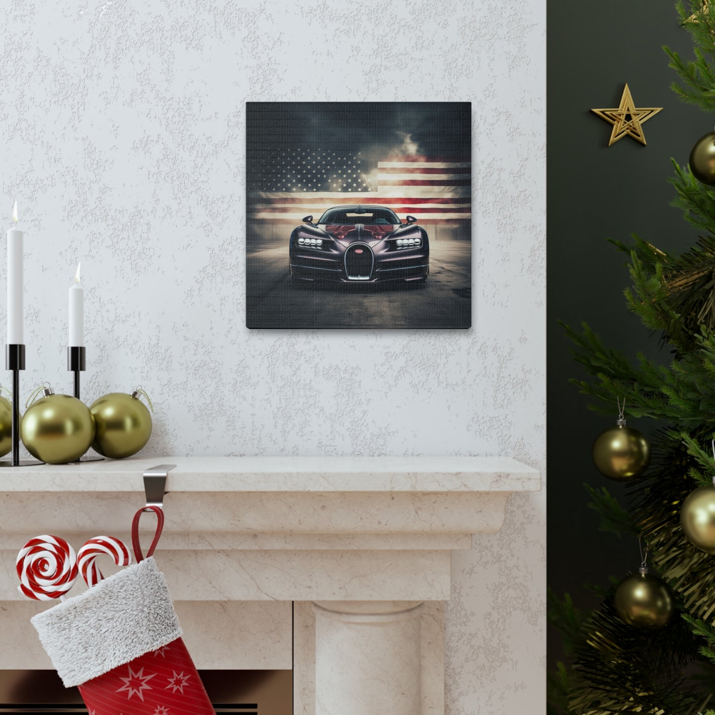 Canvas Gallery Wraps American Flag Background Bugatti 2