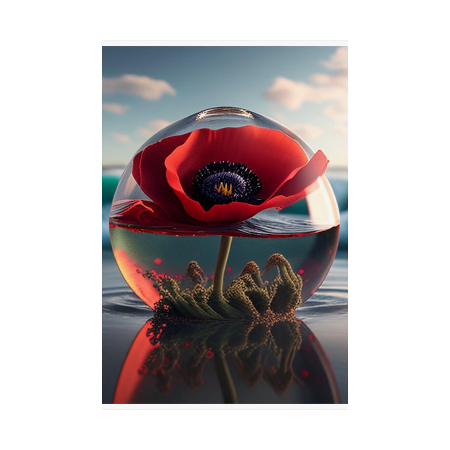 Premium Matte Vertical Posters Red Anemone in a Vase 4