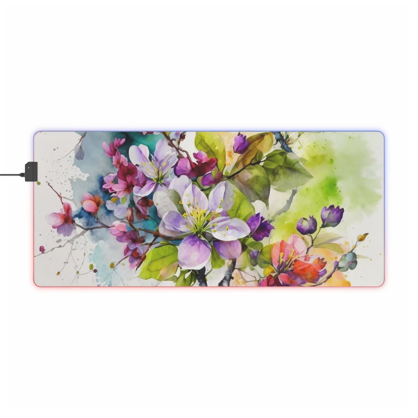 LED Gaming Mouse Pad Mother Nature Bright Spring Colors Realistic Watercolor 4