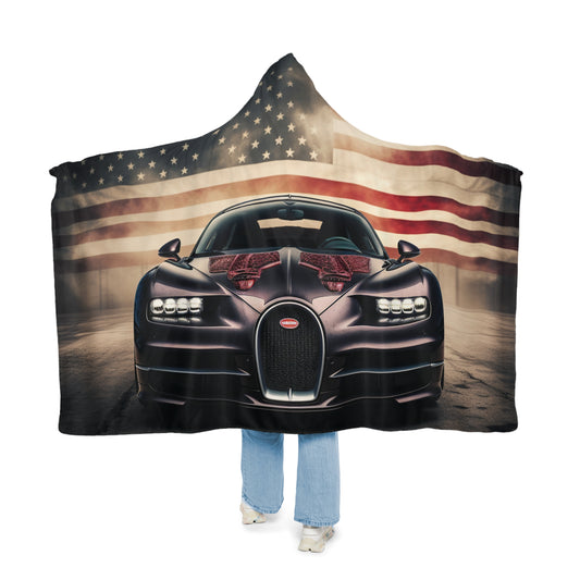 Snuggle Hooded Blanket American Flag Background Bugatti 2