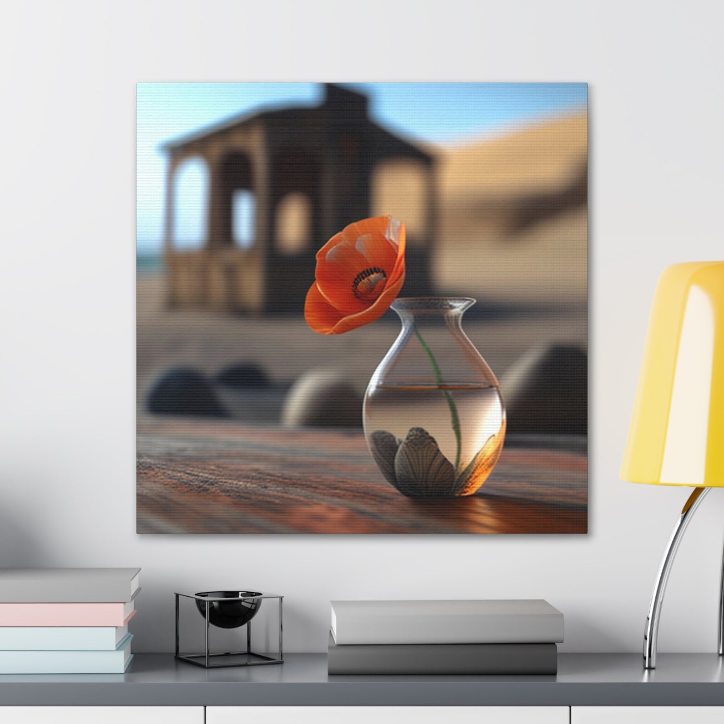 Canvas Gallery Wraps Poppy in a Glass Vase 1