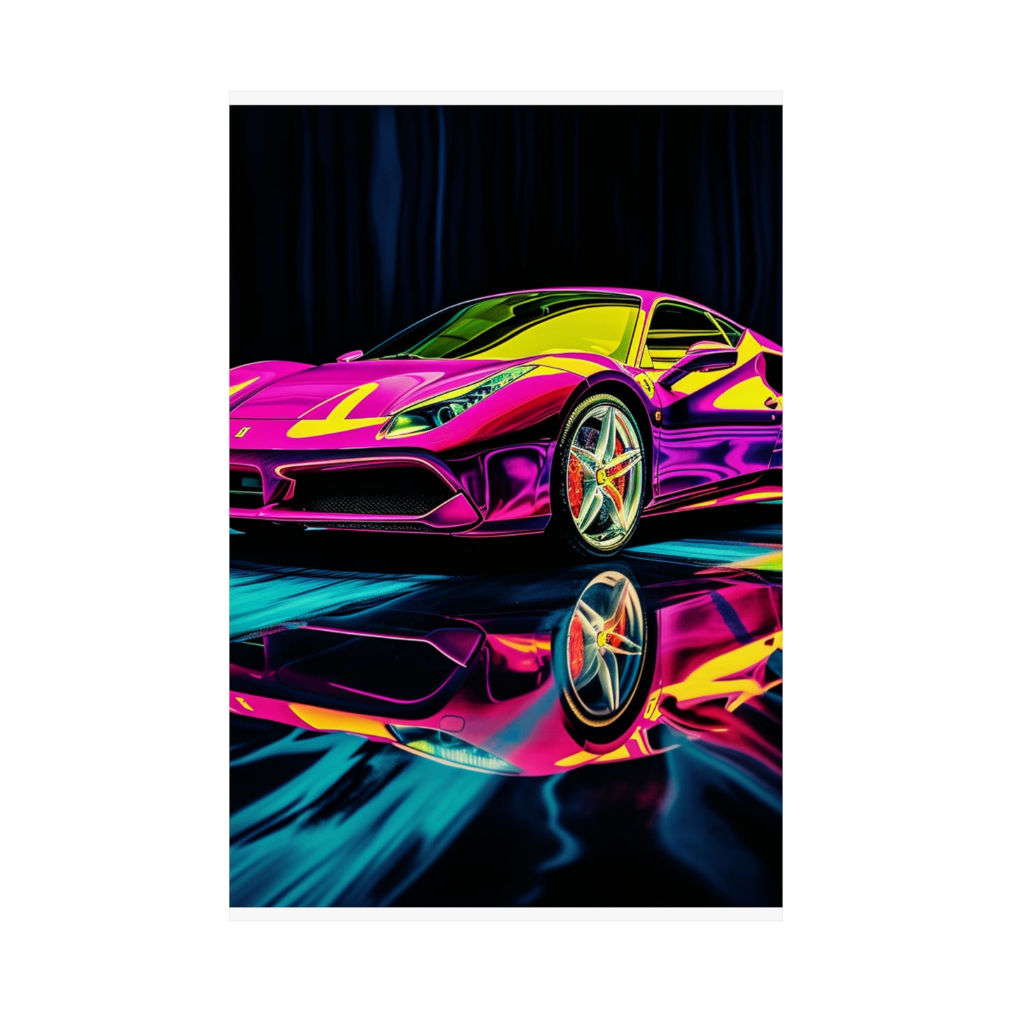 Premium Matte Vertical Posters Pink Ferrari Macro 3