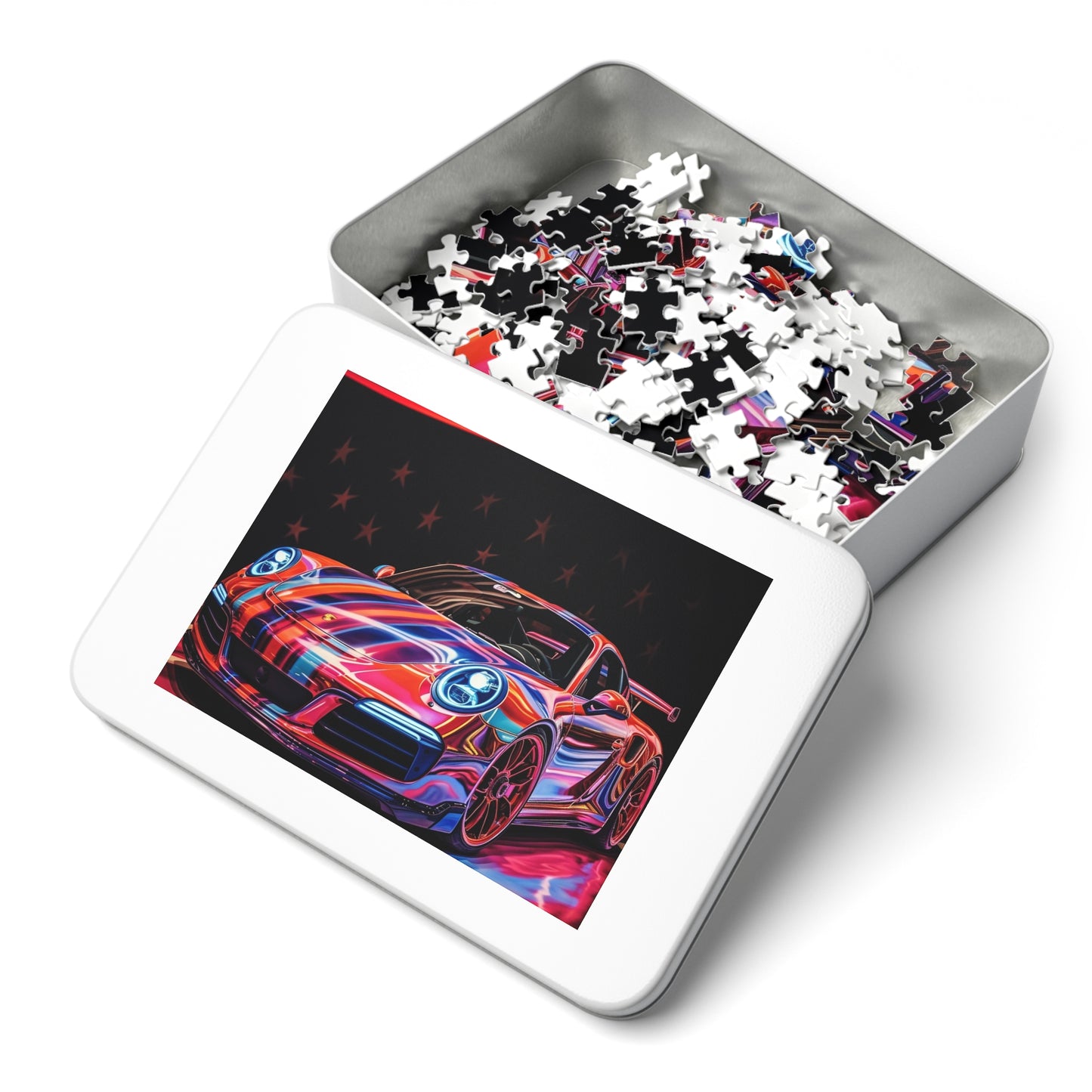 Jigsaw Puzzle (30, 110, 252, 500,1000-Piece) American Flag Colored Porsche 2