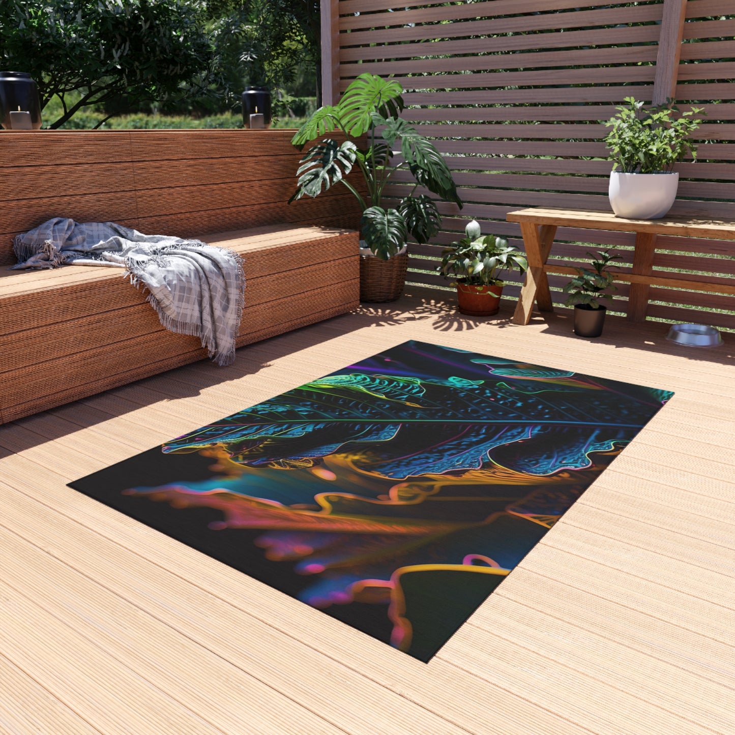 Outdoor Rug  Florescent Skull Death 4