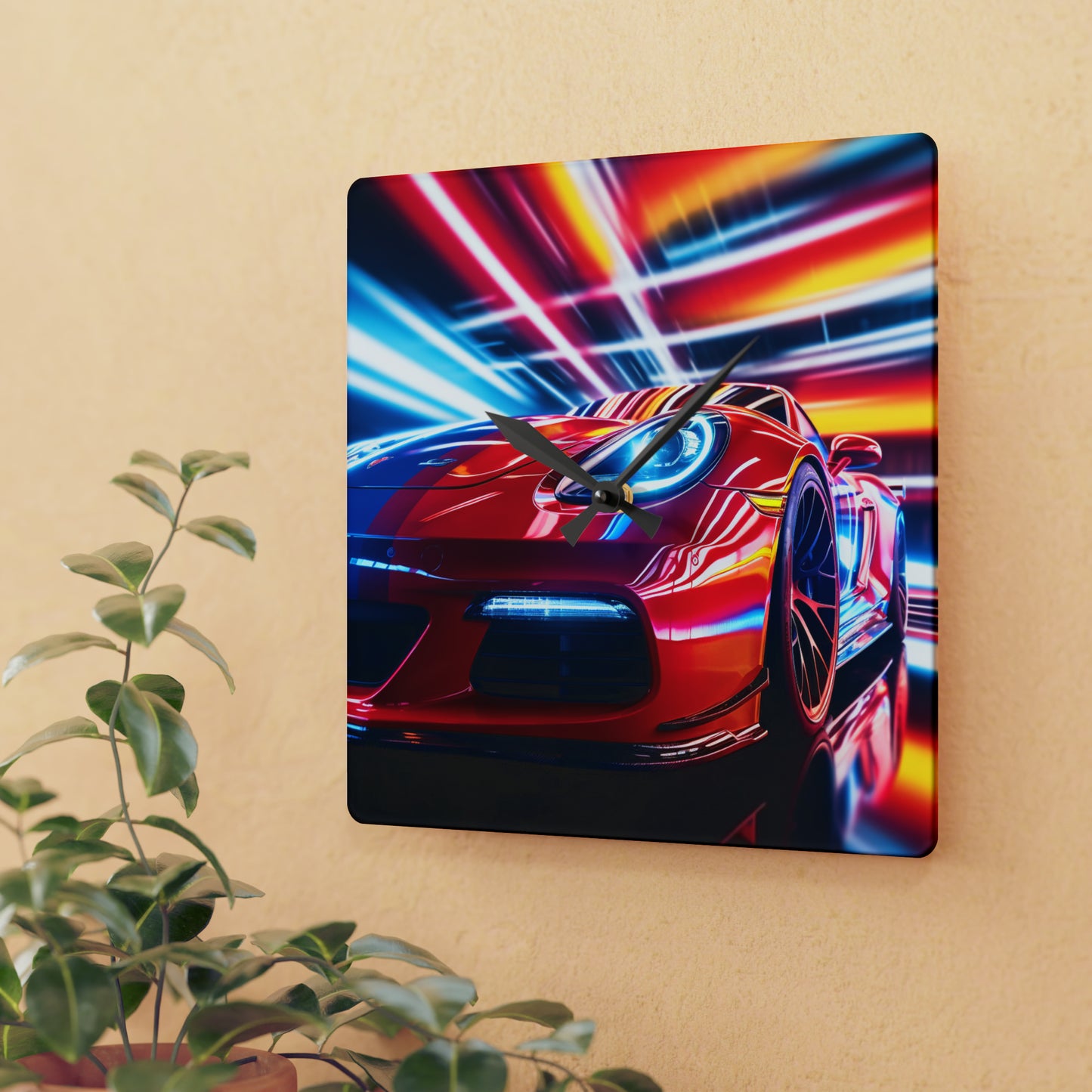 Acrylic Wall Clock Macro Flag Ferrari 1