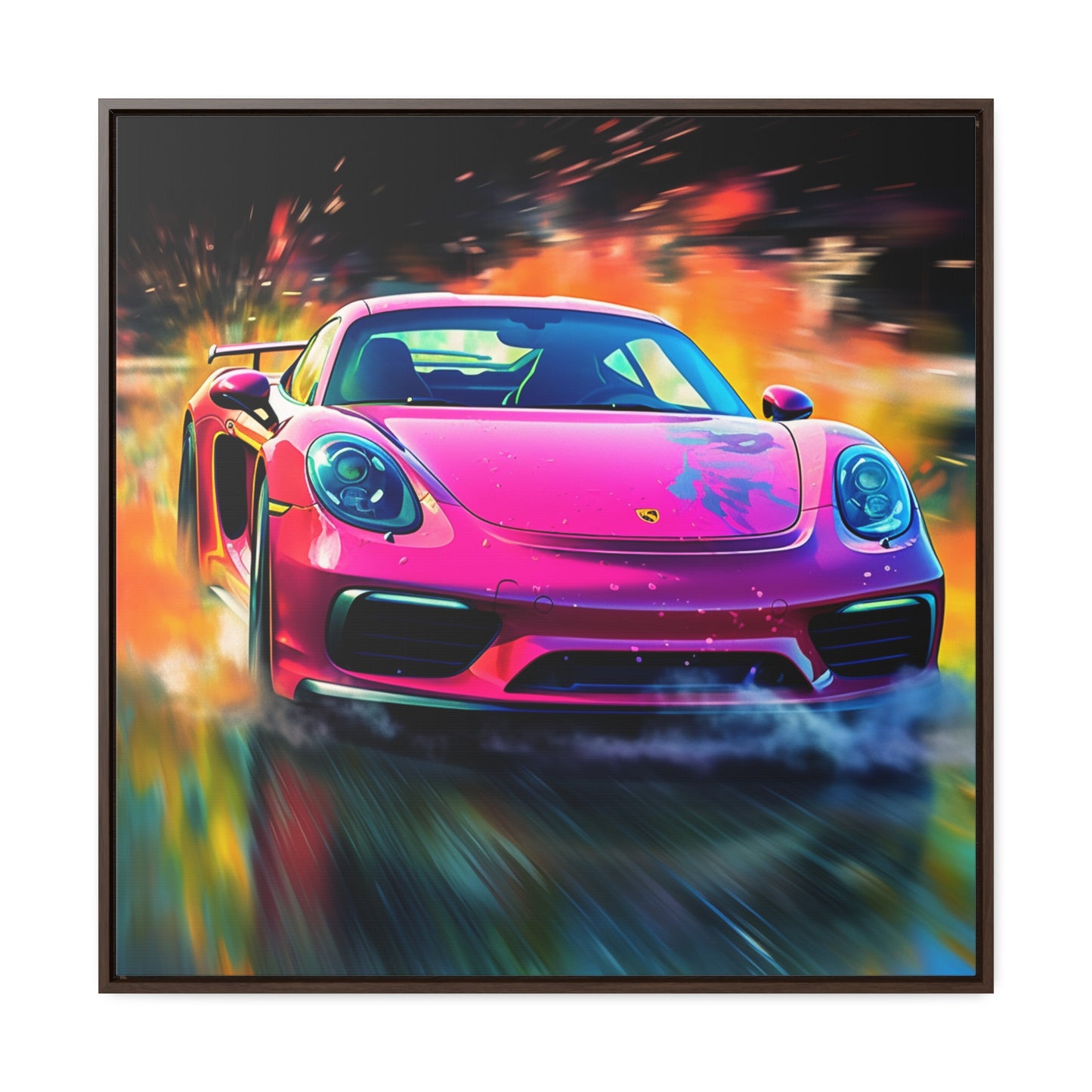 Gallery Canvas Wraps, Square Frame Pink Porsche water fusion 4