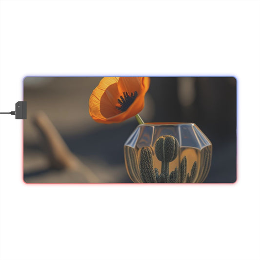 LED Gaming Mouse Pad Orange Poppy in a Vase 2