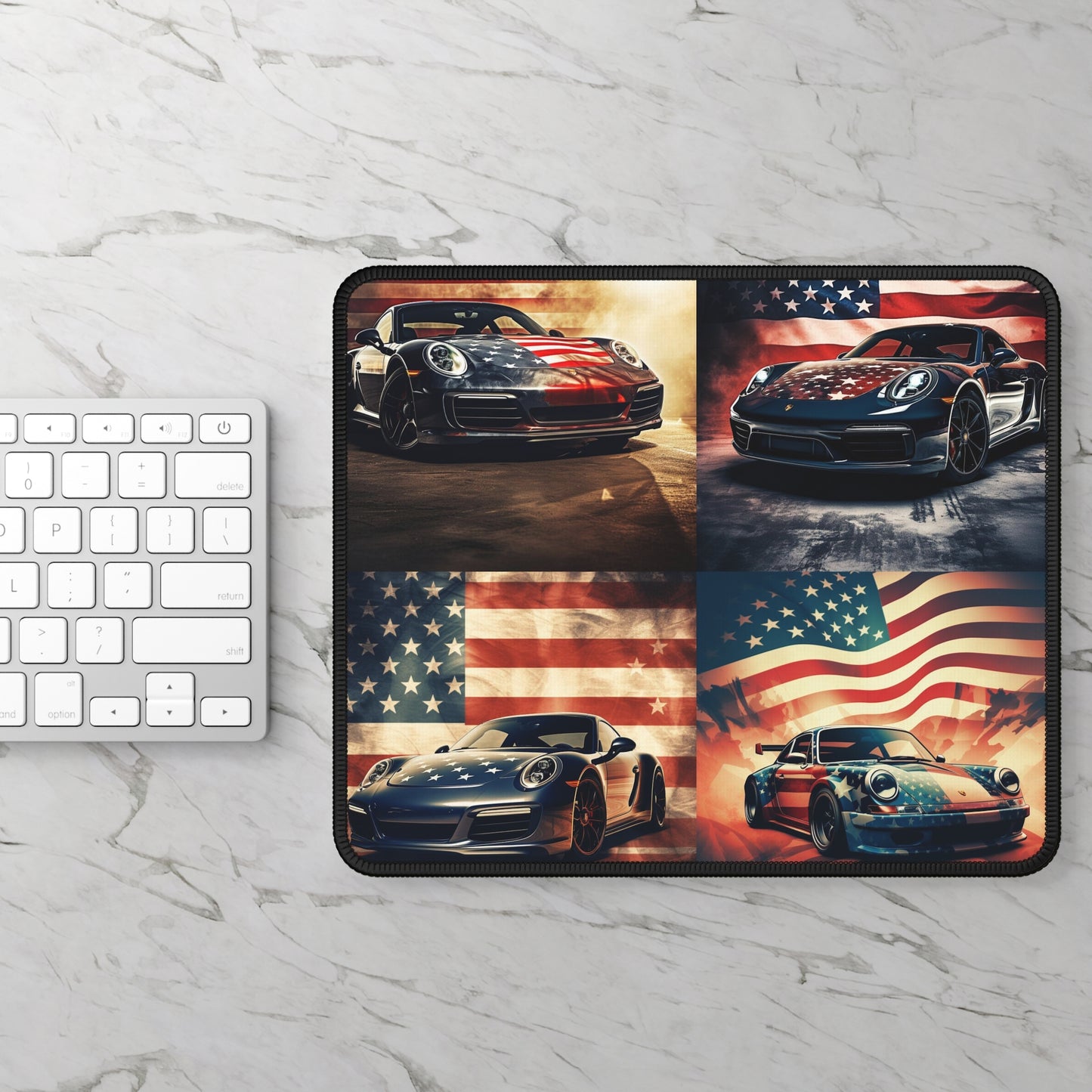 Gaming Mouse Pad  Abstract American Flag Background Porsche 5