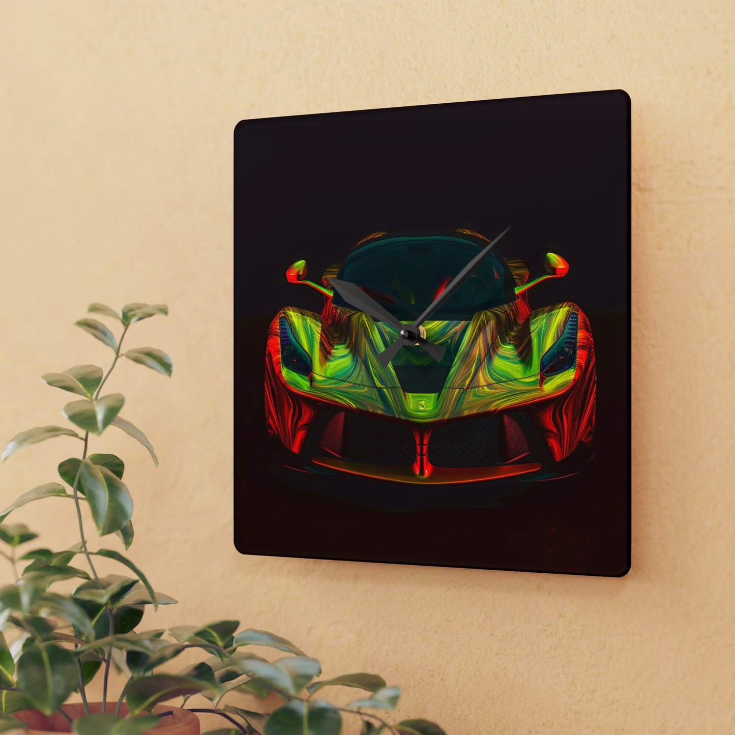 Acrylic Wall Clock Ferrari Neon 1