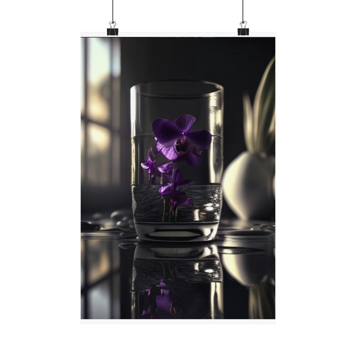 Premium Matte Vertical Posters Purple Orchid Glass vase 4