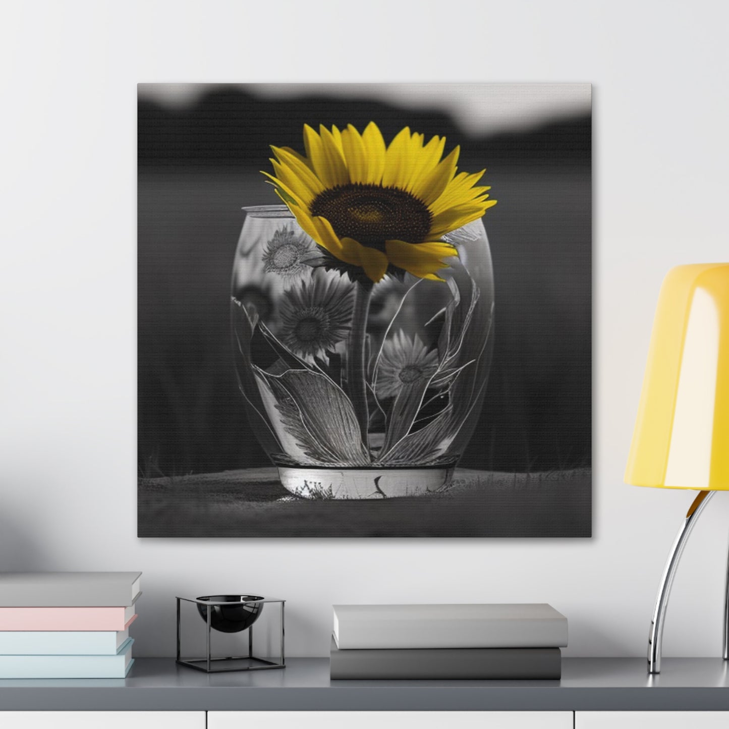 Canvas Gallery Wraps Yellw Sunflower in a vase 1