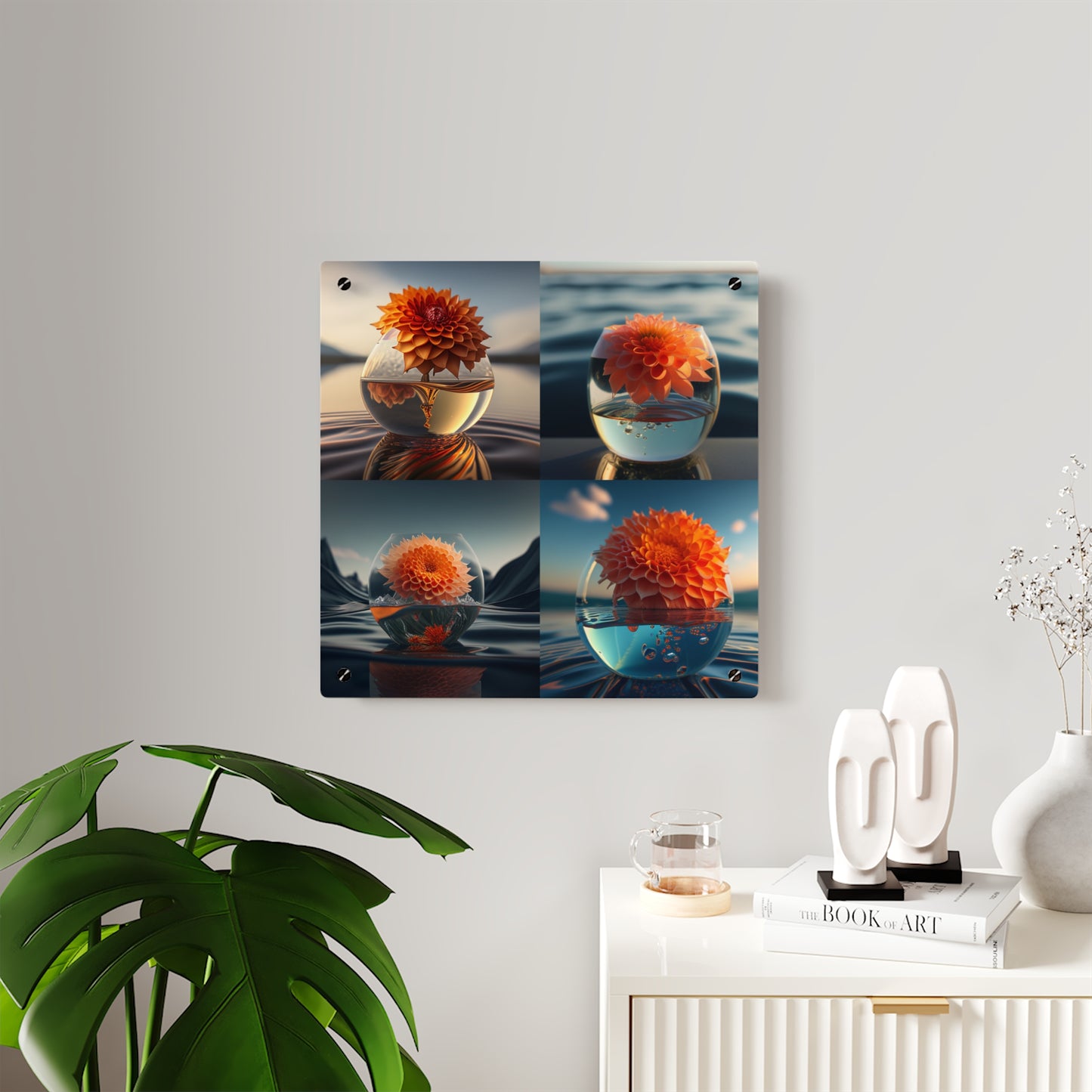 Acrylic Wall Art Panels Dahlia Orange 5