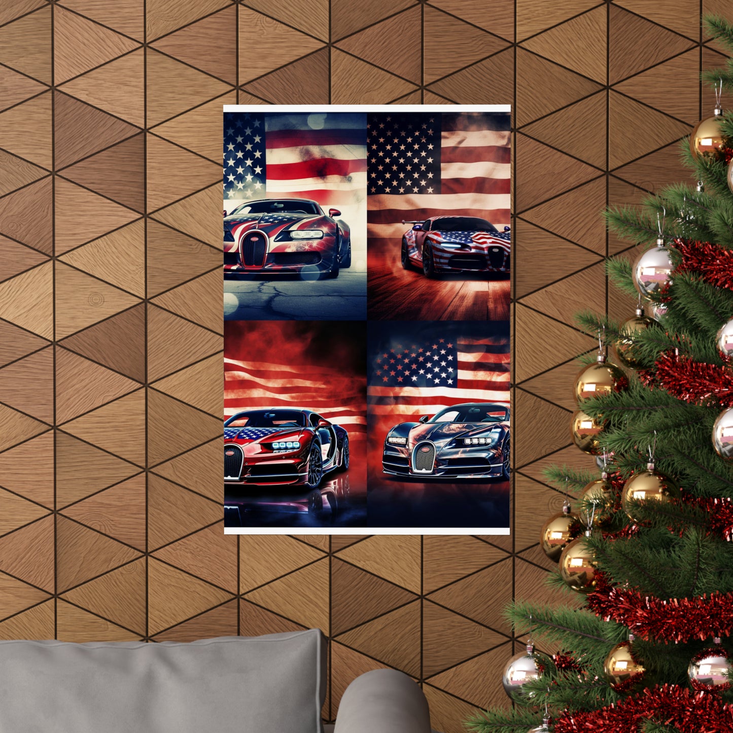 Premium Matte Vertical Posters Abstract American Flag Background Bugatti 5