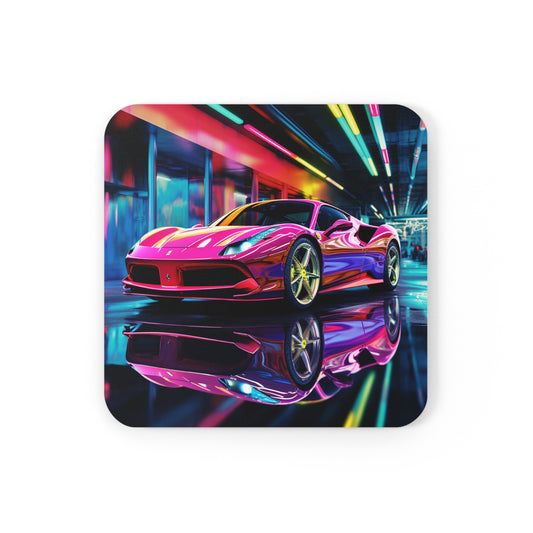 Corkwood Coaster Set Pink Macro Ferrari 4