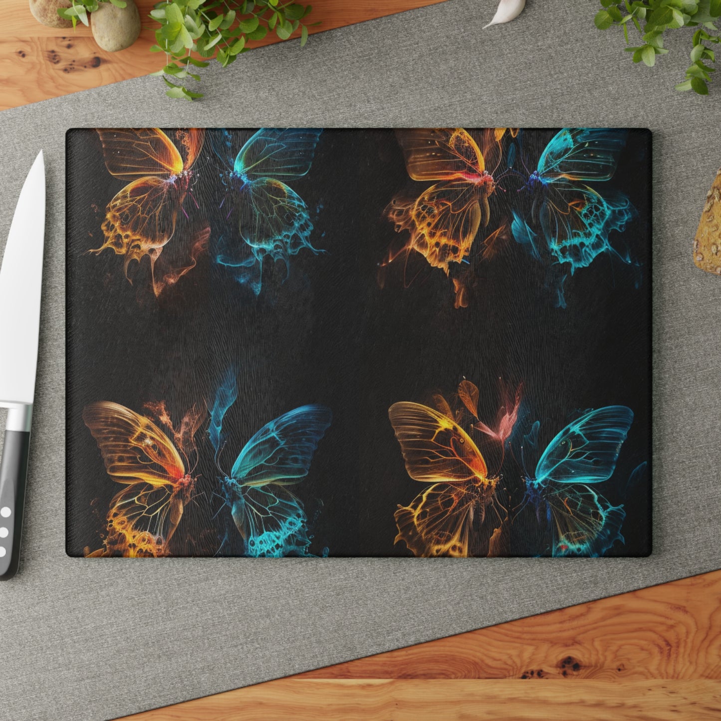 Glass Cutting Board Kiss Neon Butterfly 5