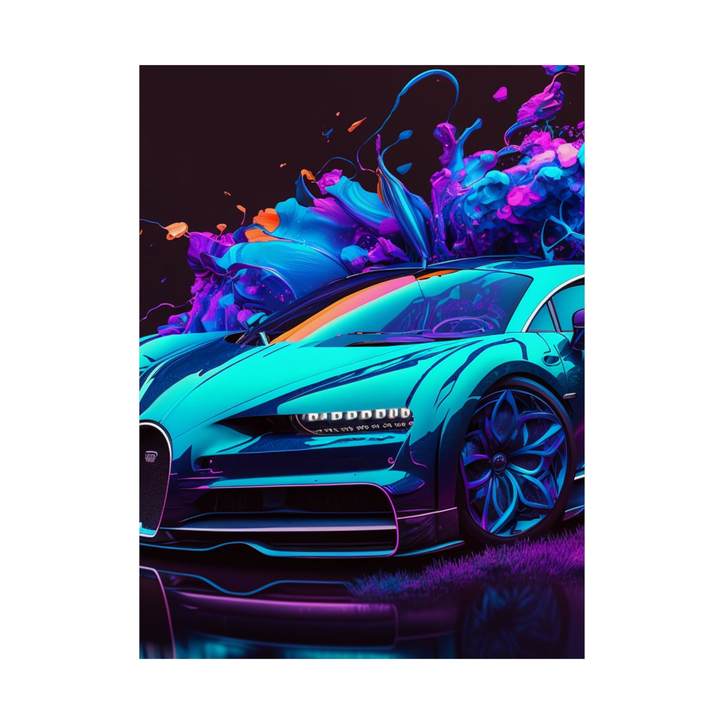 Premium Matte Vertical Posters Bugatti Neon Chiron 3