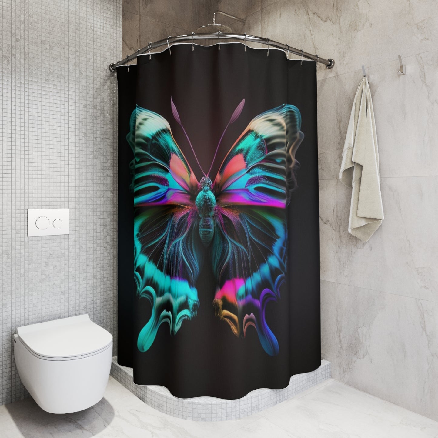 Polyester Shower Curtain Neon Butterfly Fusion 3