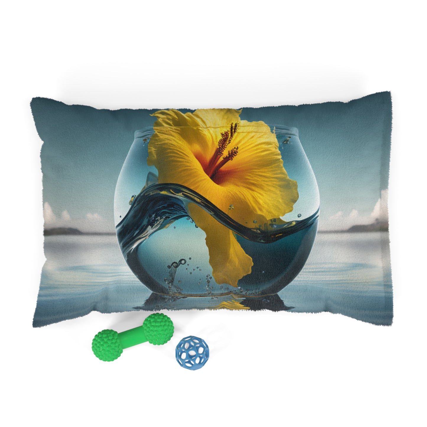 Pet Bed Yellow Hibiscus glass 4