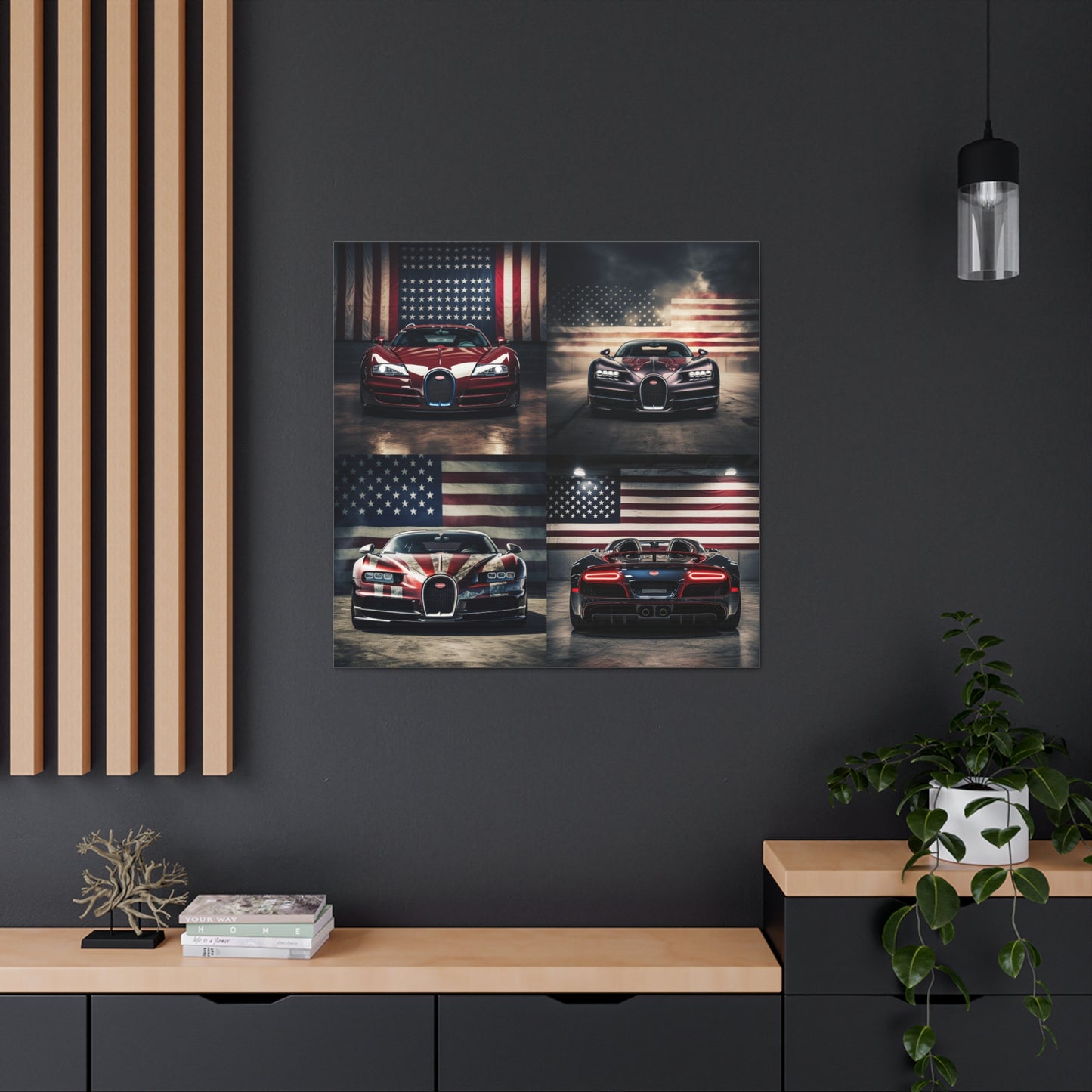 Canvas Gallery Wraps American Flag Background Bugatti 5