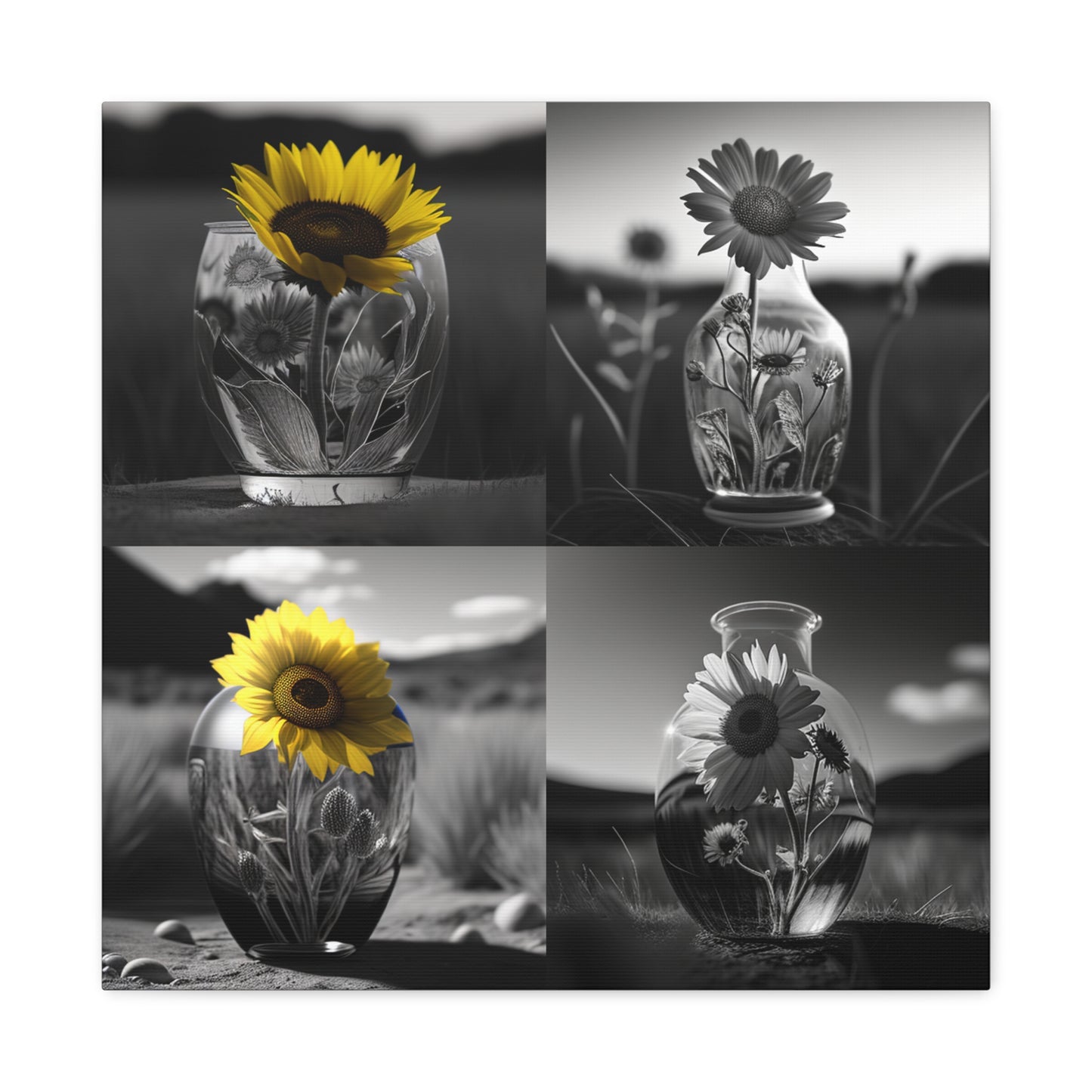 Canvas Gallery Wraps Yellw Sunflower in a vase 5