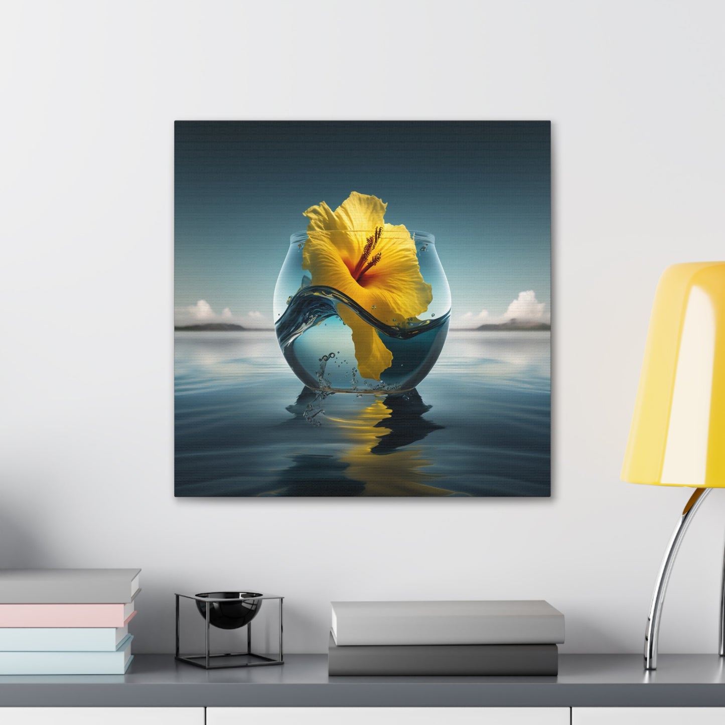 Canvas Gallery Wraps Yellow Hibiscus glass 4