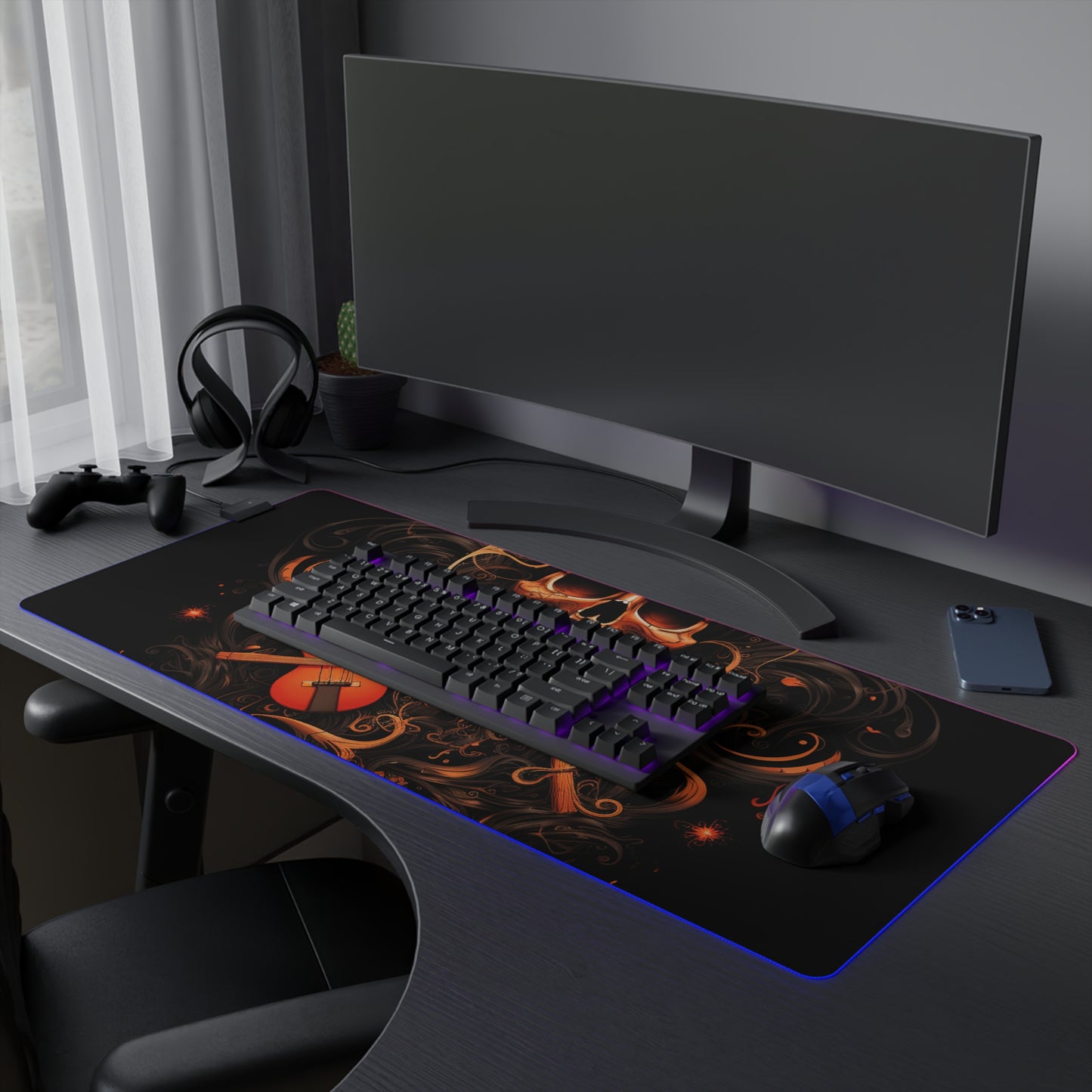 LED Gaming Mouse Pad Skull Treble Clef 4