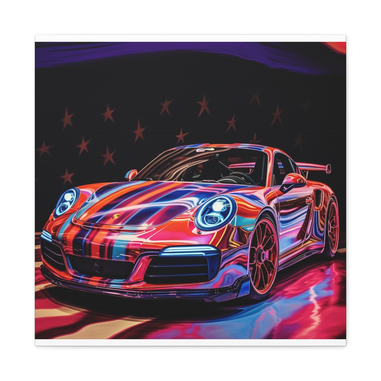 Canvas Gallery Wraps American Flag Colored Porsche 1