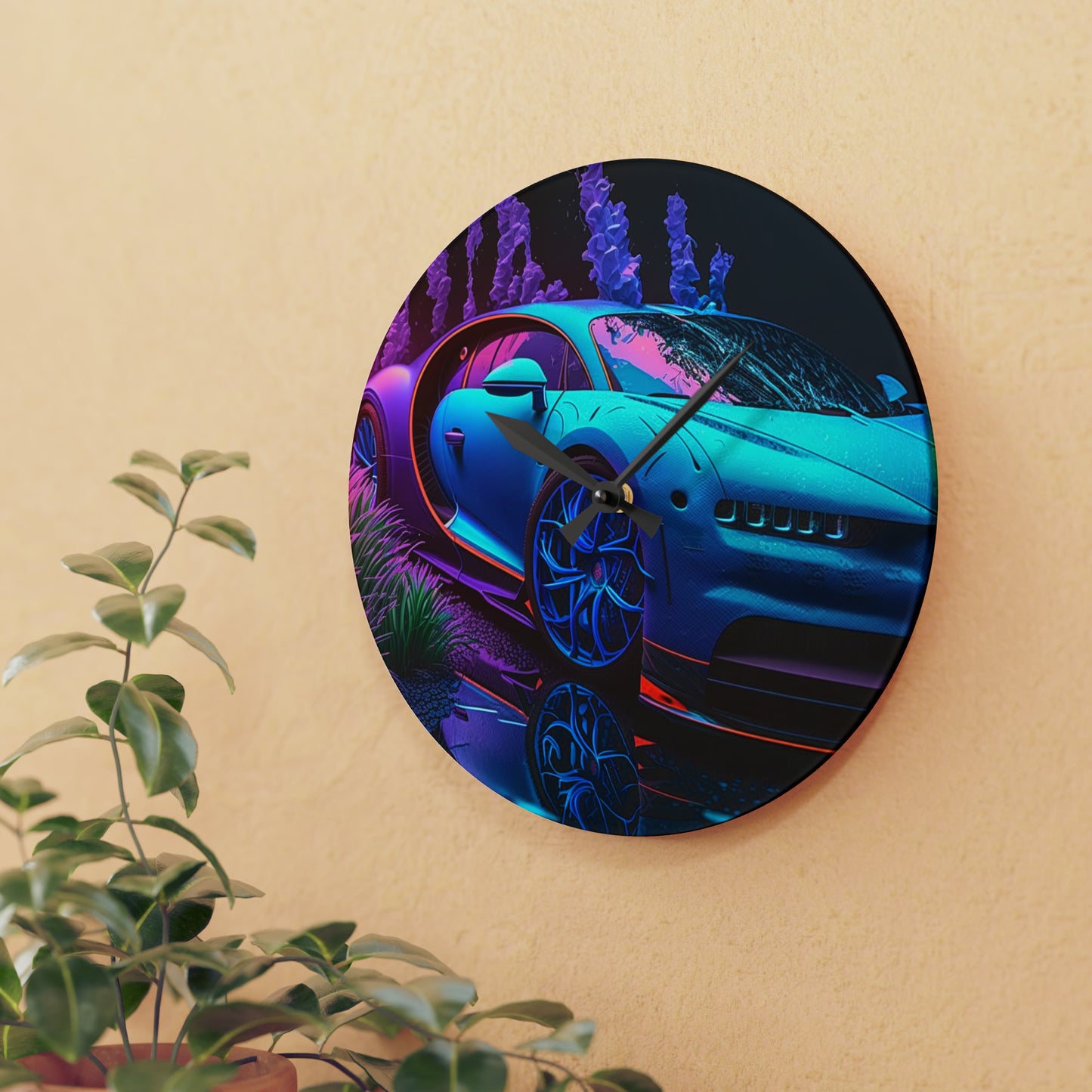 Acrylic Wall Clock Bugatti Neon Chiron 2