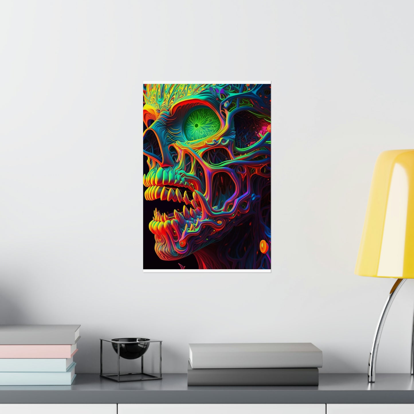 Premium Matte Vertical Posters Florescent Skull Death 1