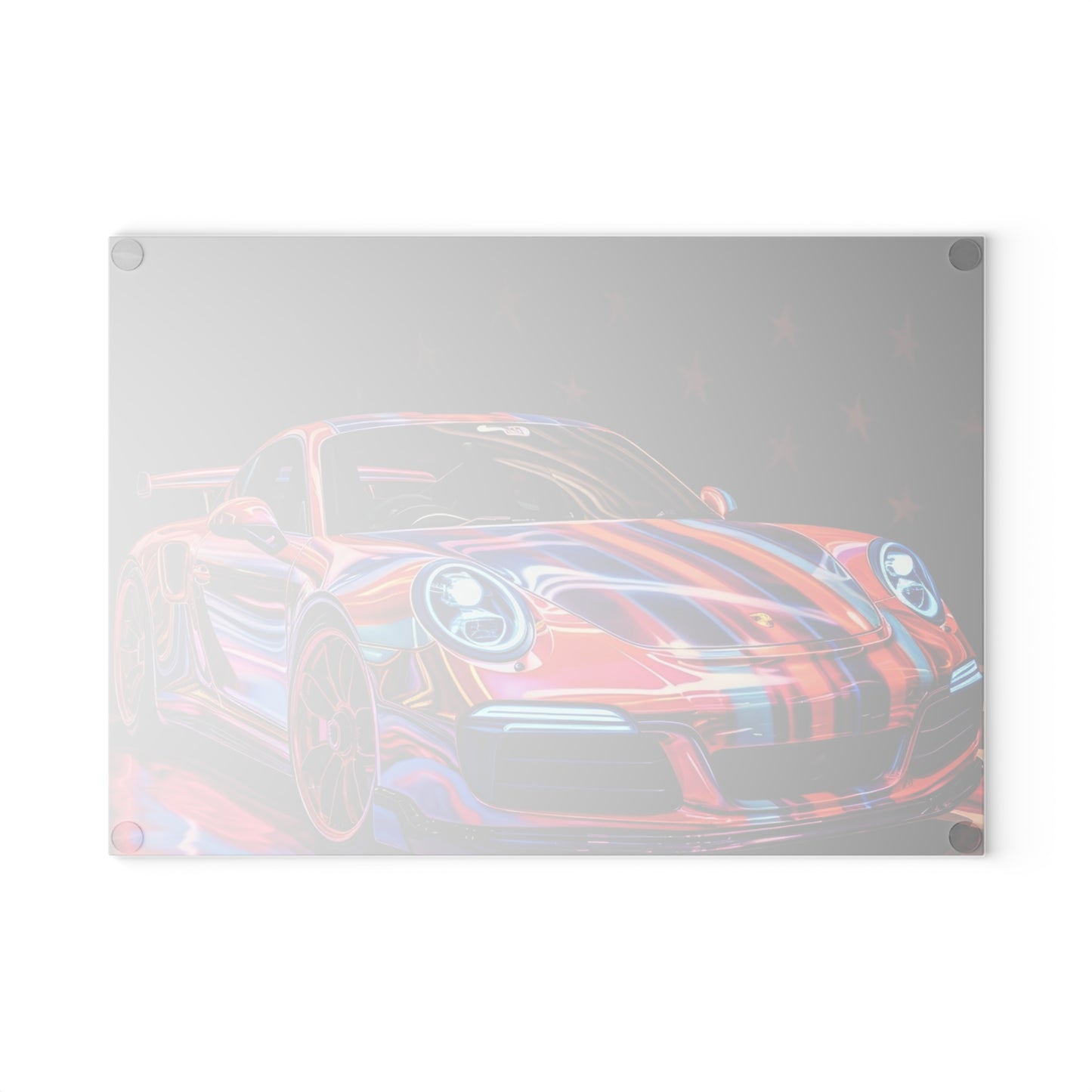 Glass Cutting Board American Flag Colored Porsche 1