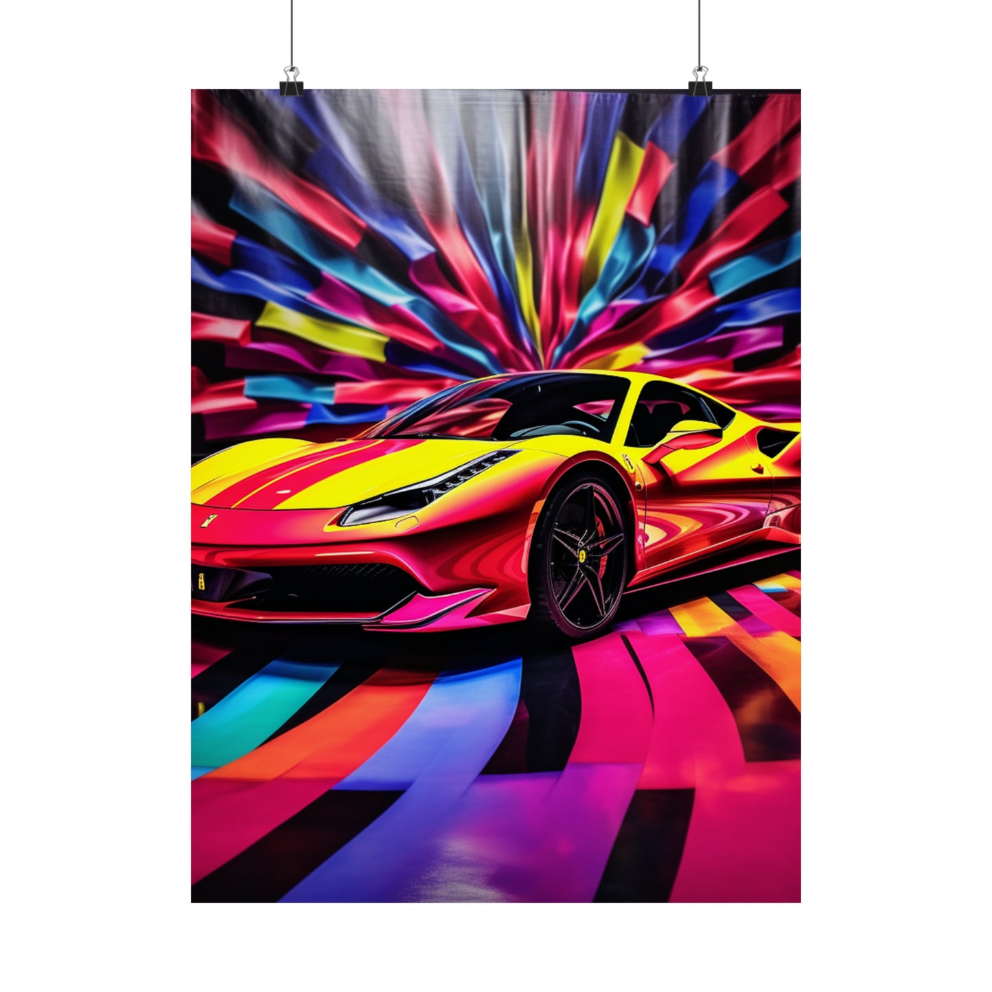 Premium Matte Vertical Posters Macro Flag Ferrari 3