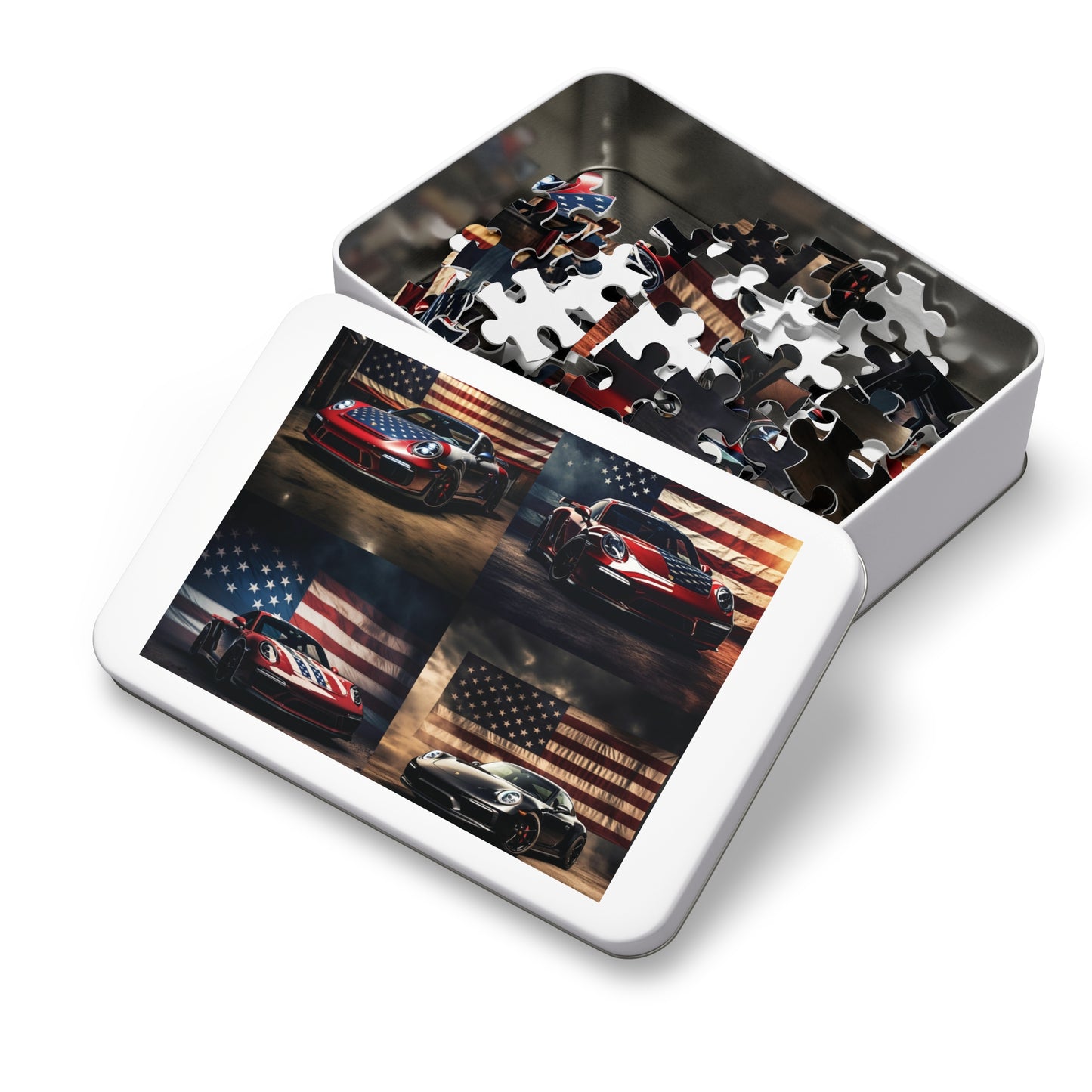 Jigsaw Puzzle (30, 110, 252, 500,1000-Piece) American Flag Background Porsche 5