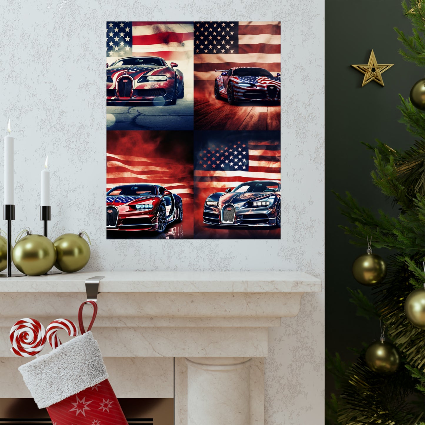 Premium Matte Vertical Posters Abstract American Flag Background Bugatti 5