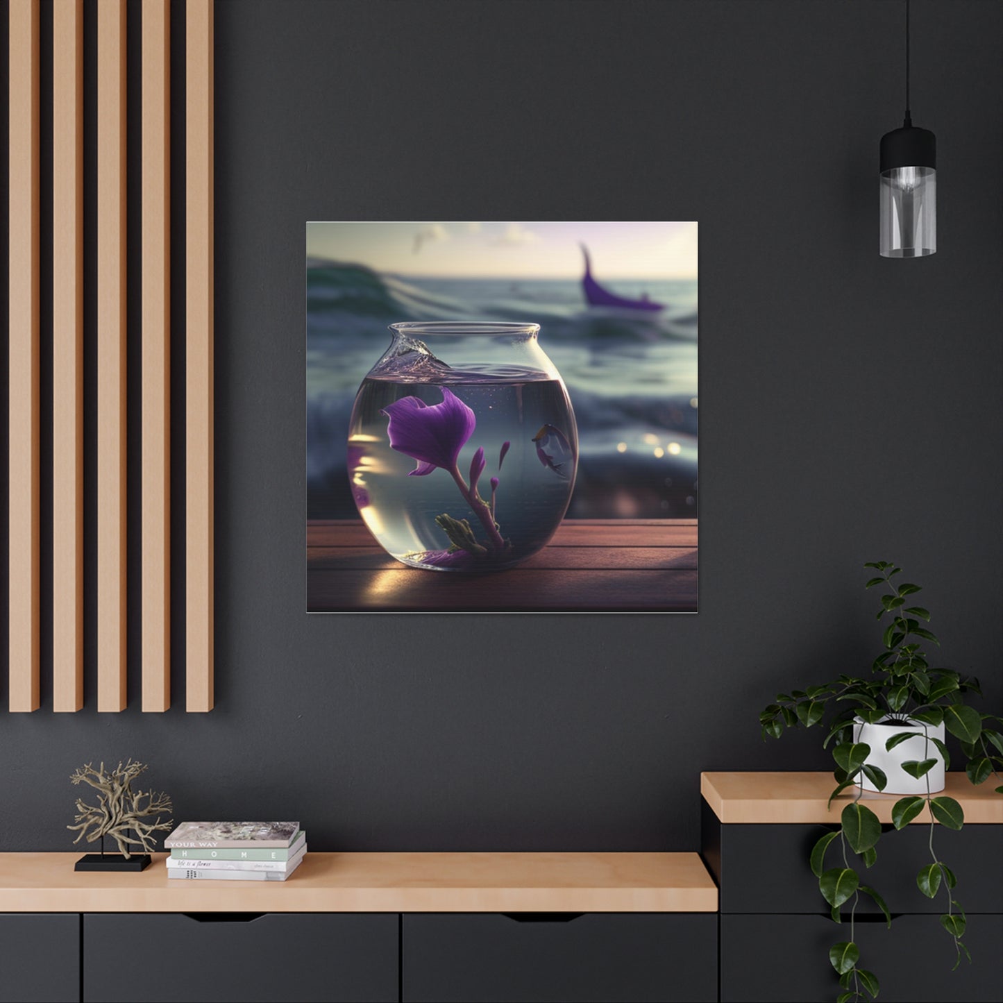 Canvas Gallery Wraps Purple Sweet pea in a vase 1