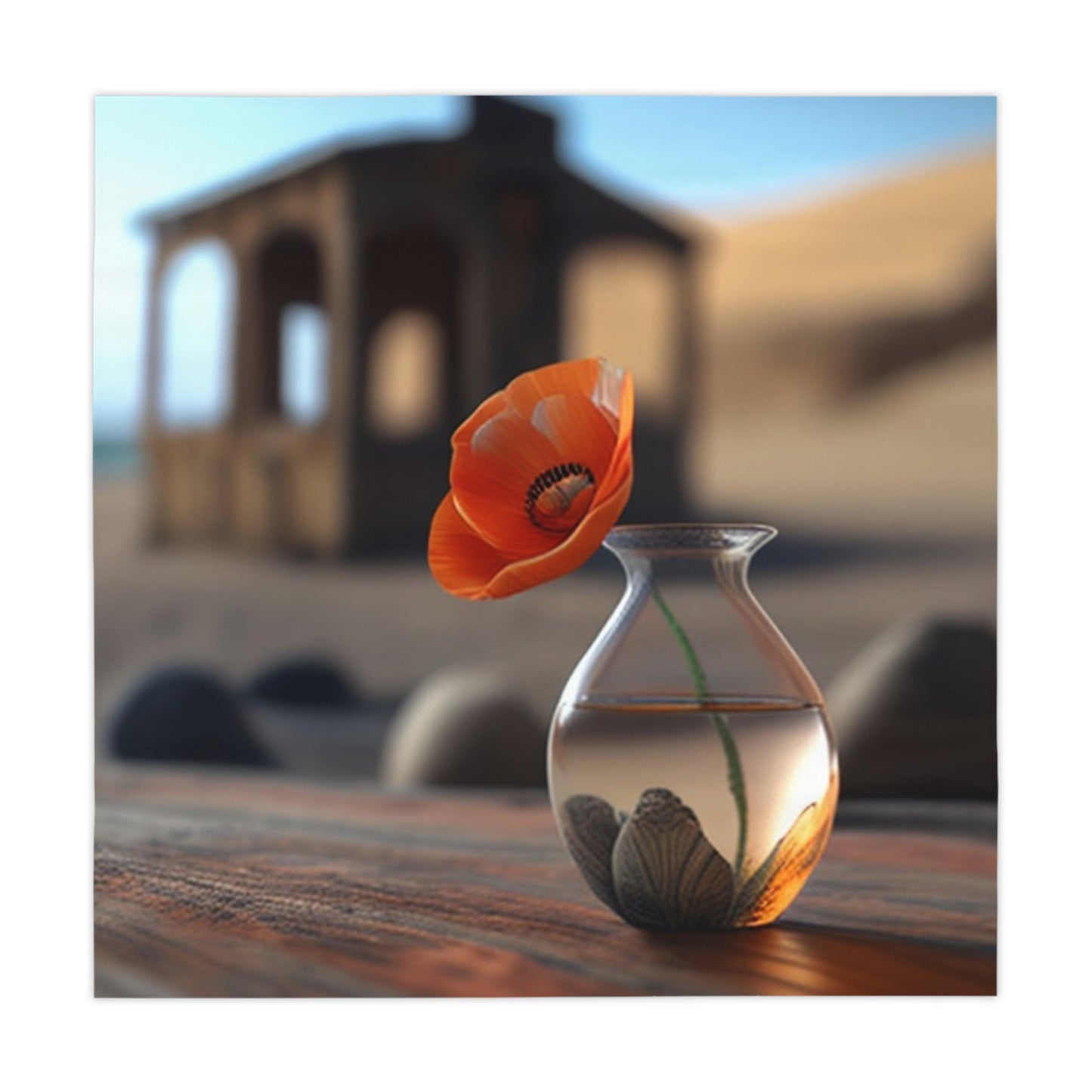 Tablecloth Poppy in a Glass Vase 1