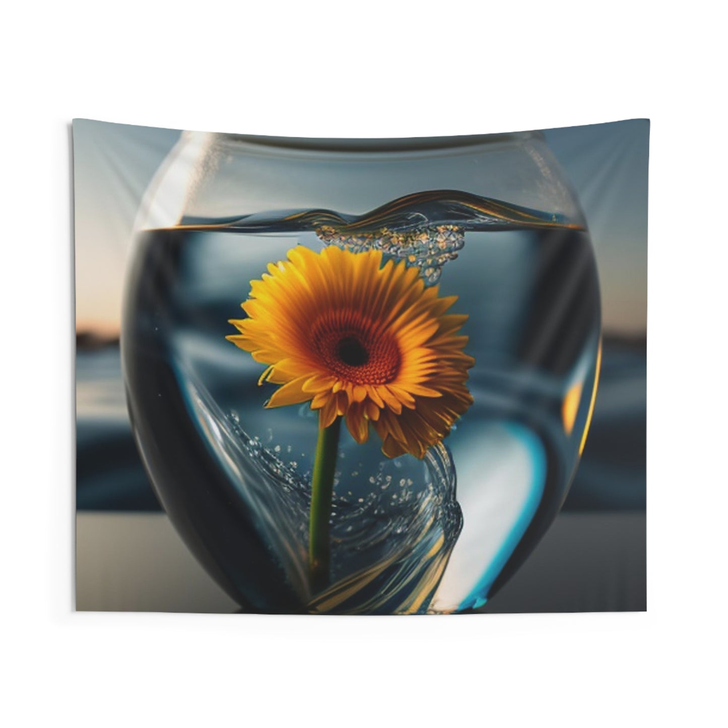 Indoor Wall Tapestries yello Gerbera glass 3