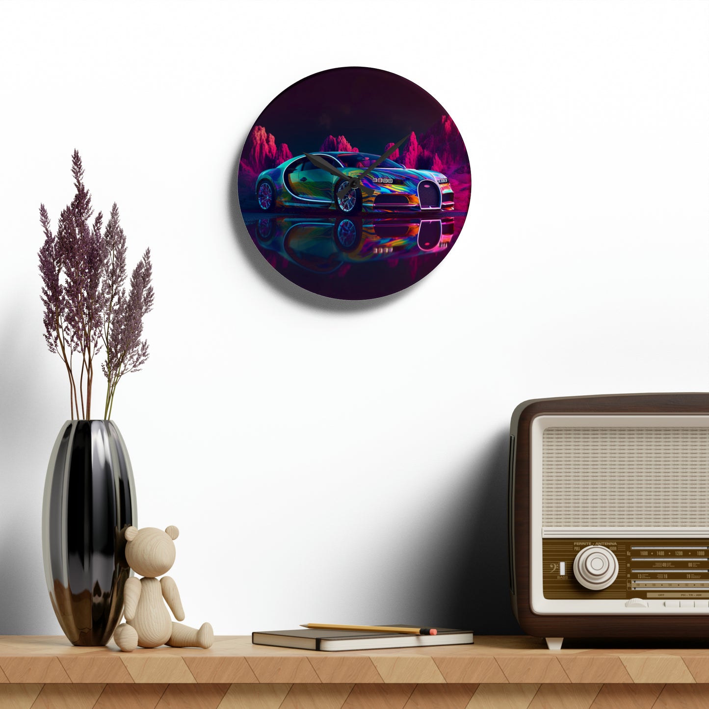 Acrylic Wall Clock Florescent Bugatti Flair 2