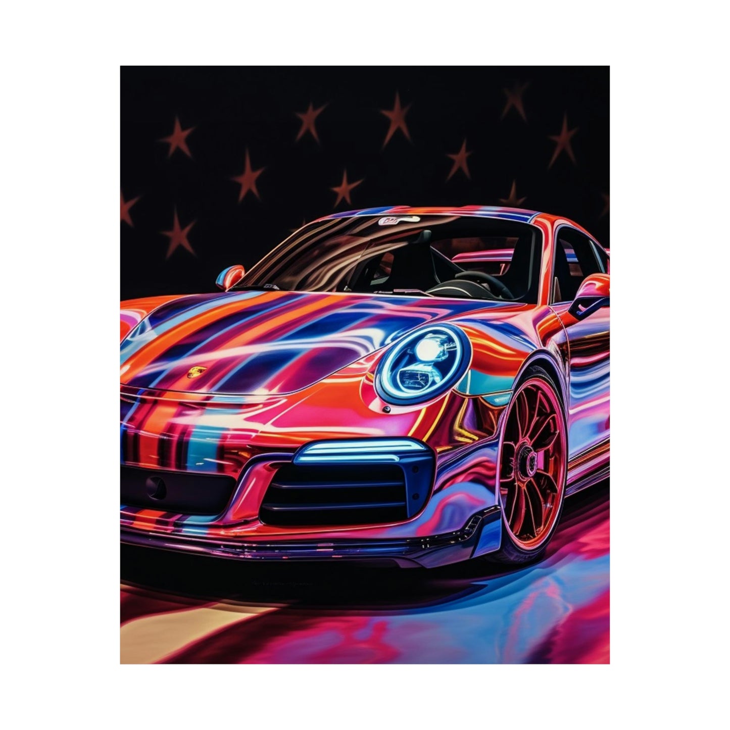 Premium Matte Vertical Posters American Flag Colored Porsche 3